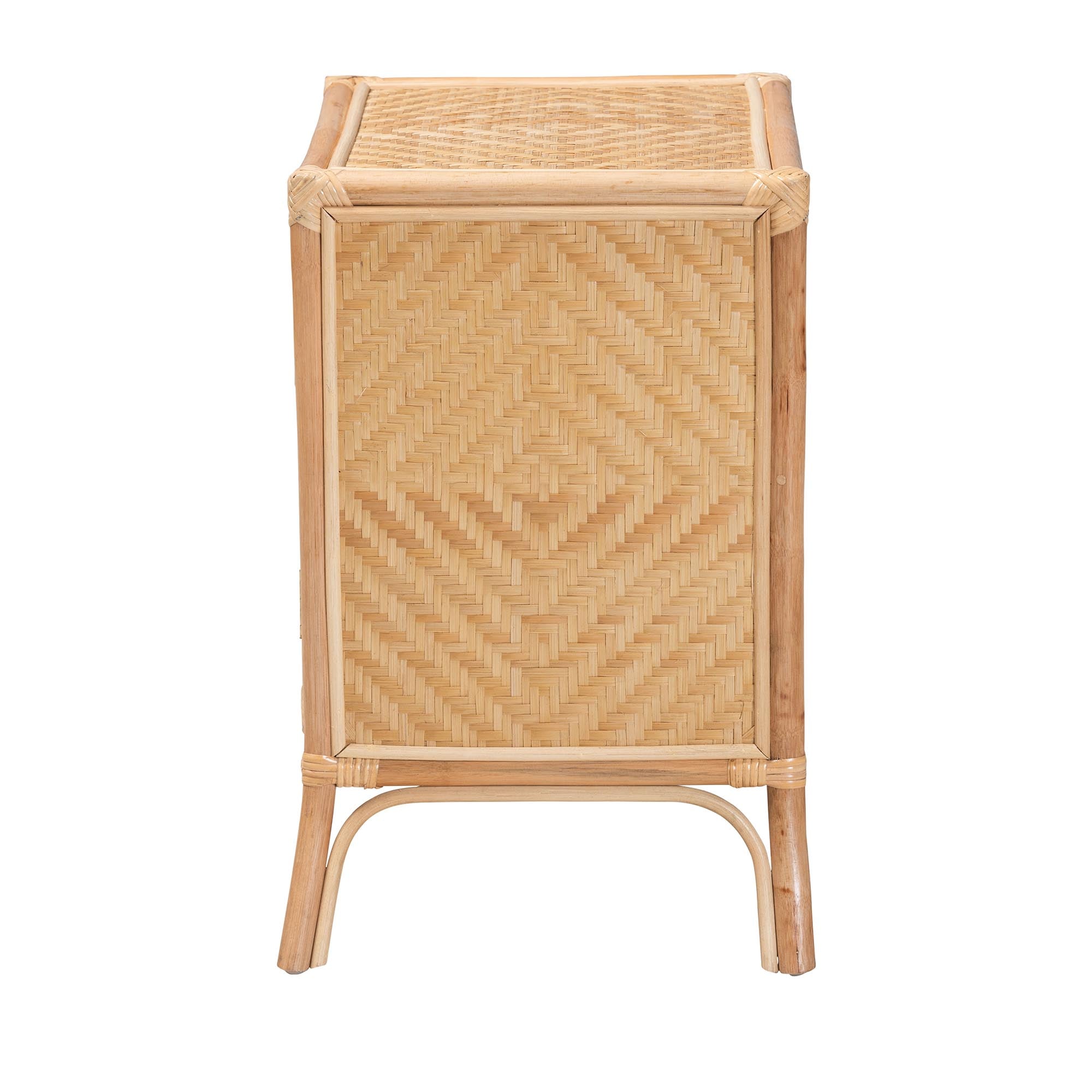 bali & pari Danna Modern Bohemian Natural Brown Rattan Nightstand