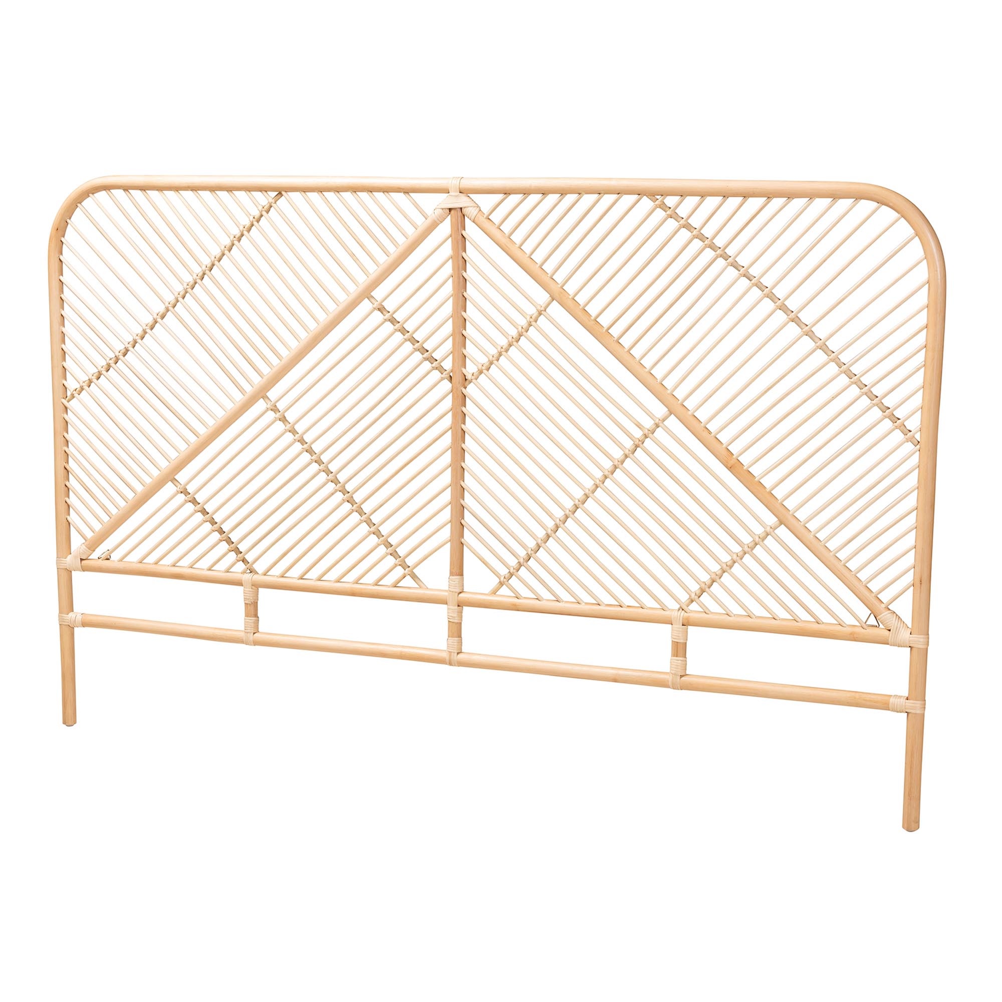 bali & pari Walid Modern Bohemian Natural Brown Rattan Queen Size Standalone Headboard