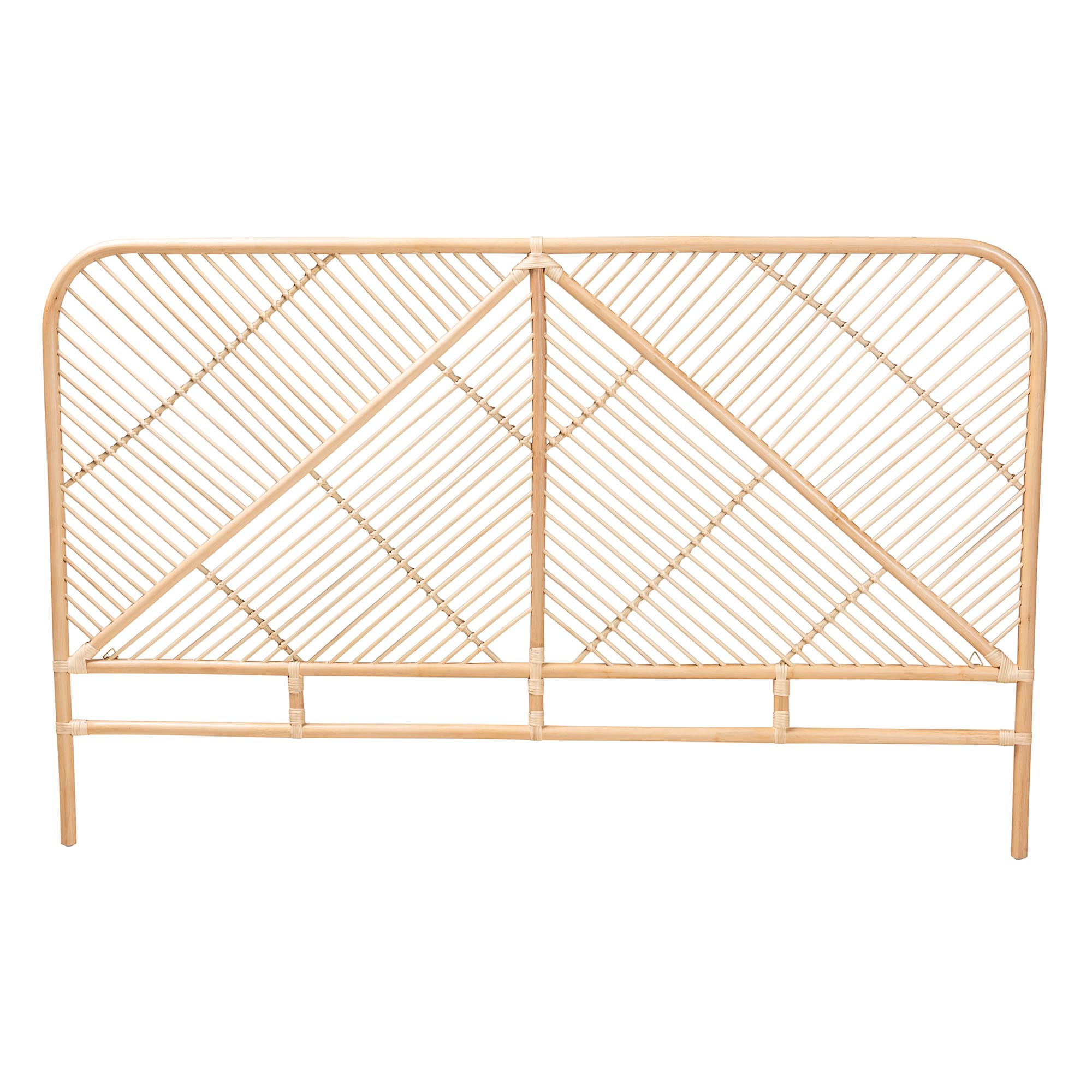 bali & pari Walid Modern Bohemian Natural Brown Rattan Queen Size Standalone Headboard