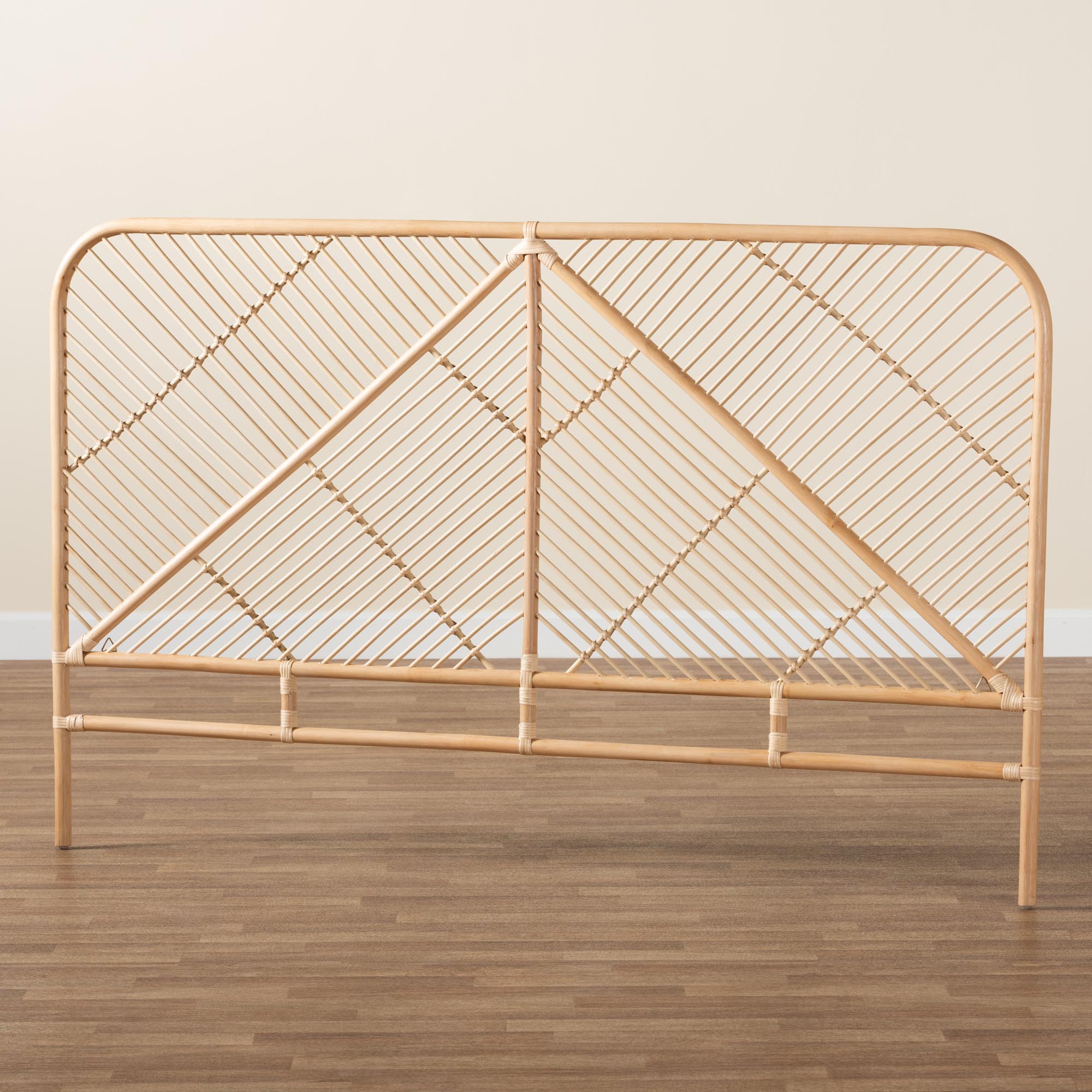 bali & pari Walid Modern Bohemian Natural Brown Rattan Queen Size Standalone Headboard
