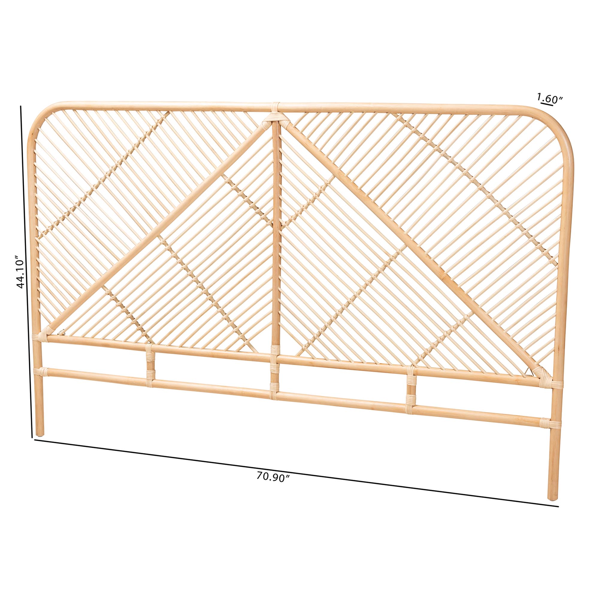 bali & pari Walid Modern Bohemian Natural Brown Rattan Queen Size Standalone Headboard