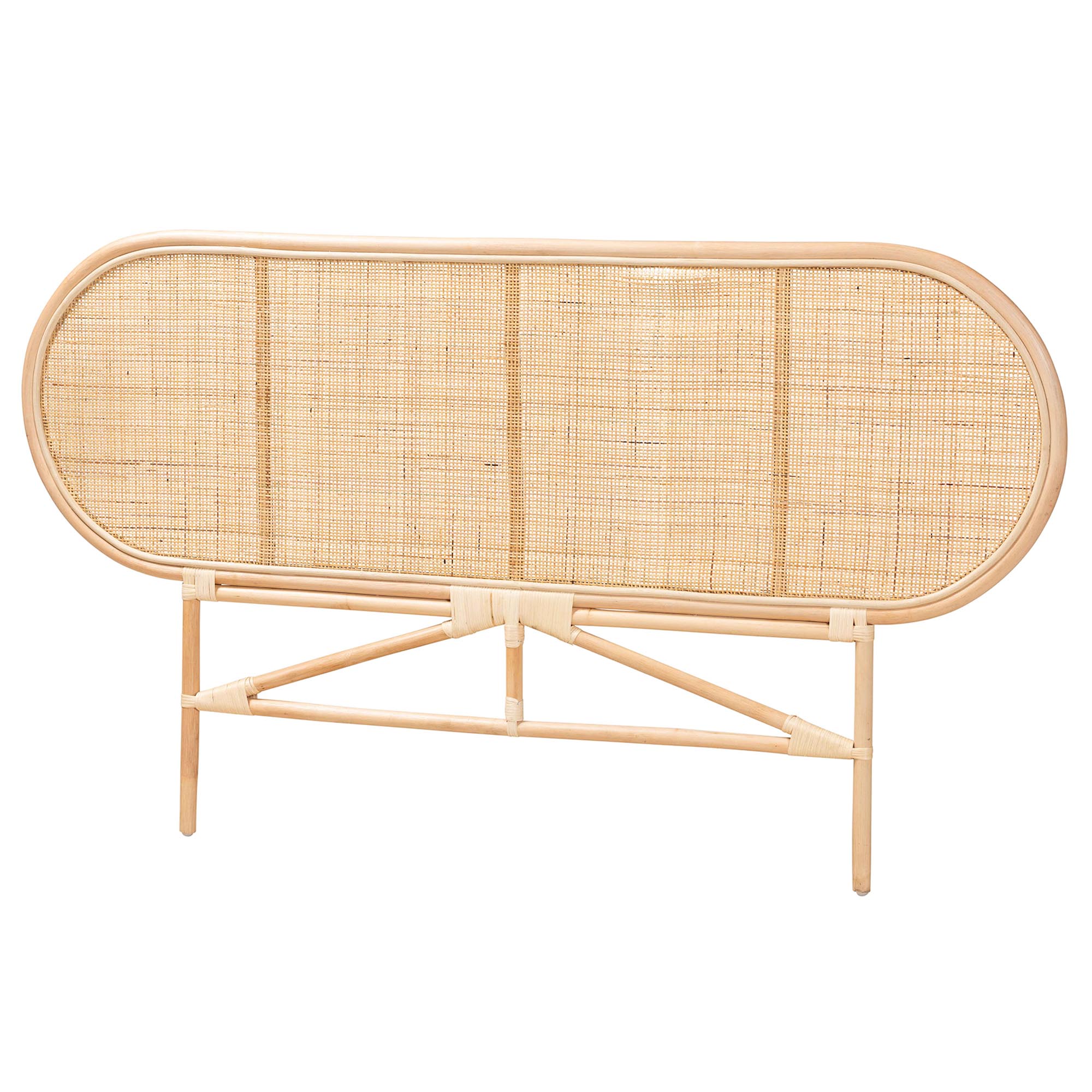 bali & pari Reegan Modern Bohemian Natural Brown Rattan Queen Size Standalone Headboard