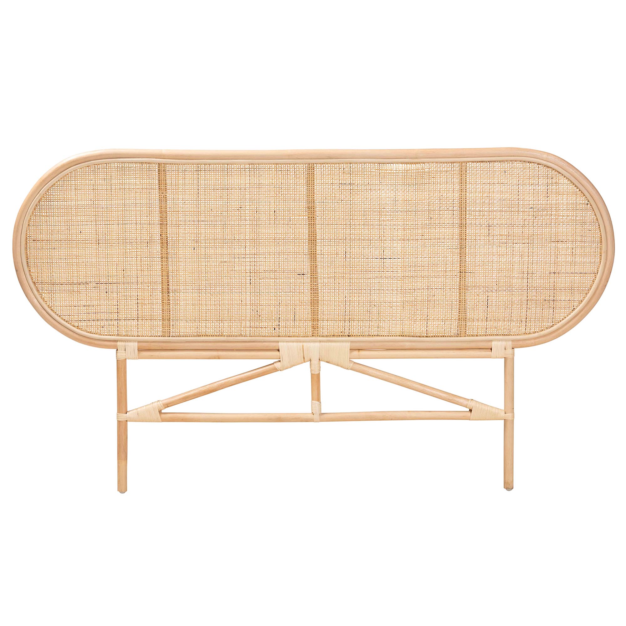 bali & pari Reegan Modern Bohemian Natural Brown Rattan Queen Size Standalone Headboard