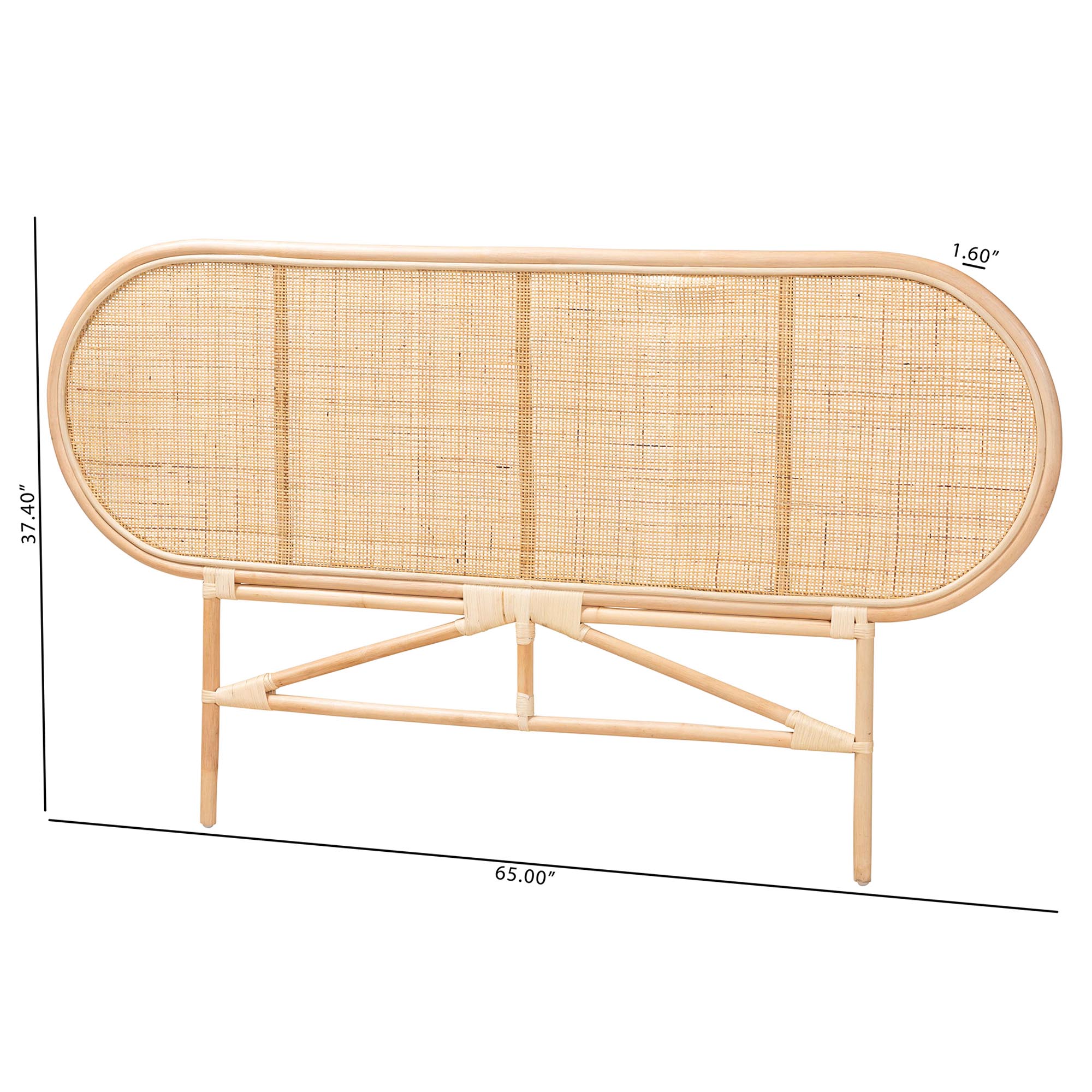 bali & pari Reegan Modern Bohemian Natural Brown Rattan Queen Size Standalone Headboard