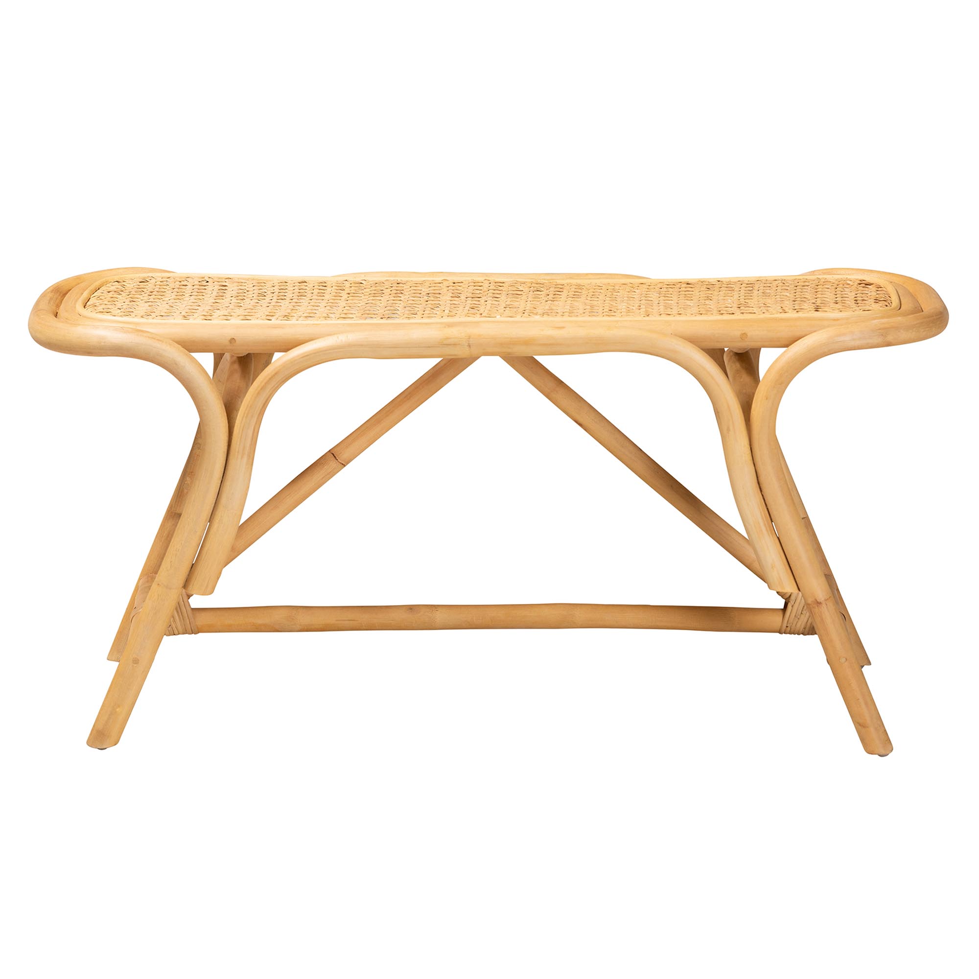 bali & pari Septa Modern Bohemian Natural Brown Rattan Accent Bench