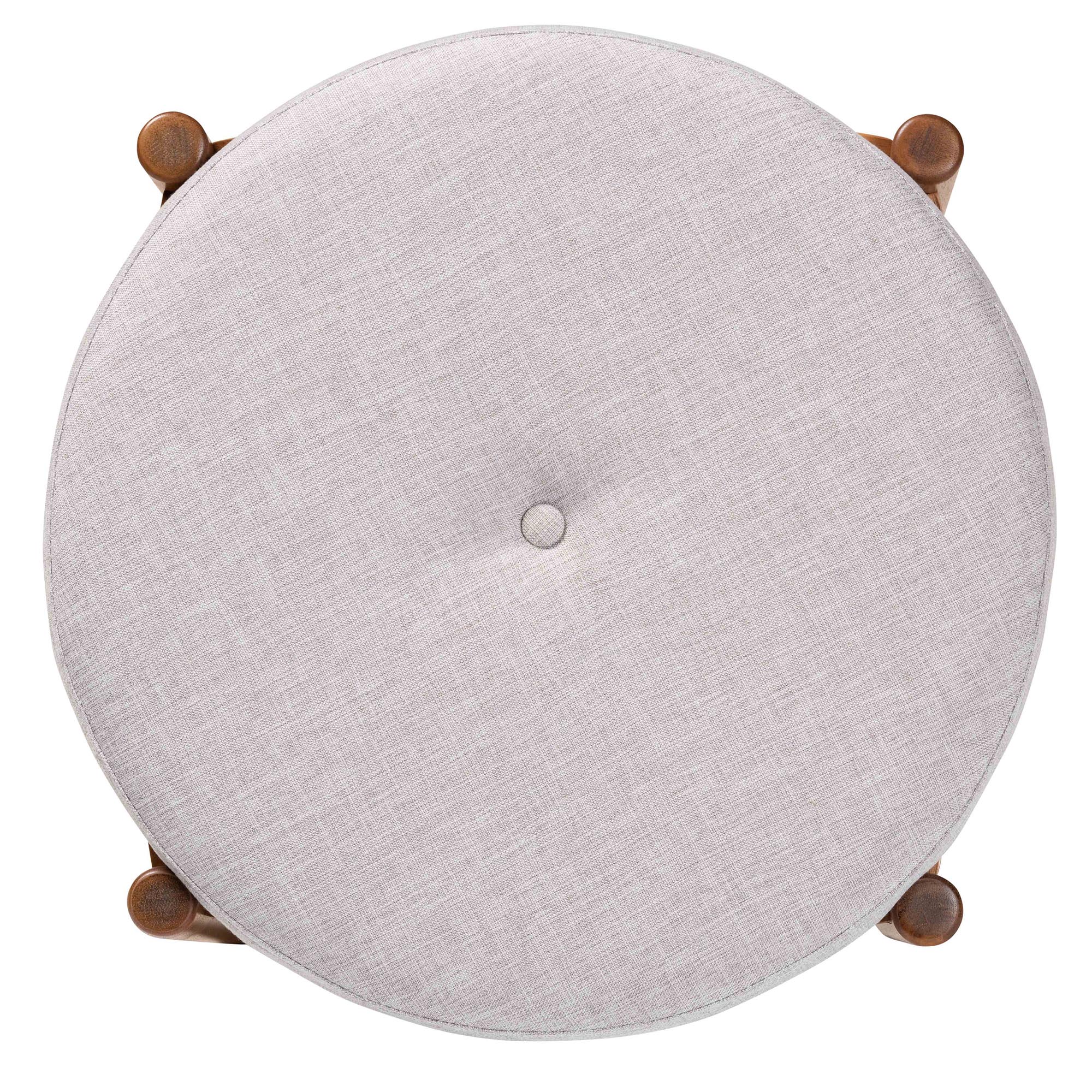 Baxton Studio Iliana Japandi Greyish Beige Fabric and Walnut Brown Finished Wood Ottoman Footstool
