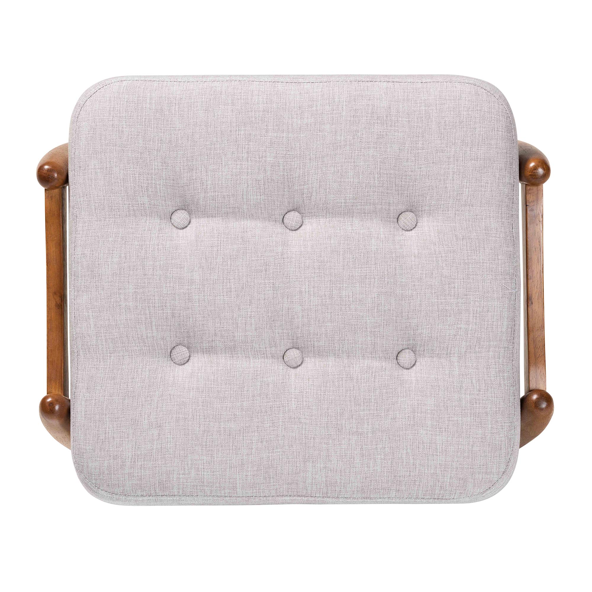 Baxton Studio Jeanine Japandi Greyish Beige Fabric and Walnut Brown Finished Wood Ottoman Footstool