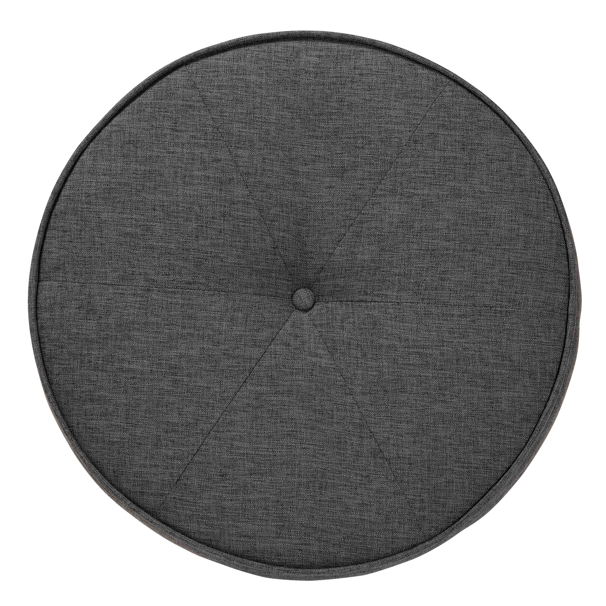 Baxton Studio Theo Japandi Dark Grey Fabric and Walnut Brown Finished Wood Ottoman Footstool