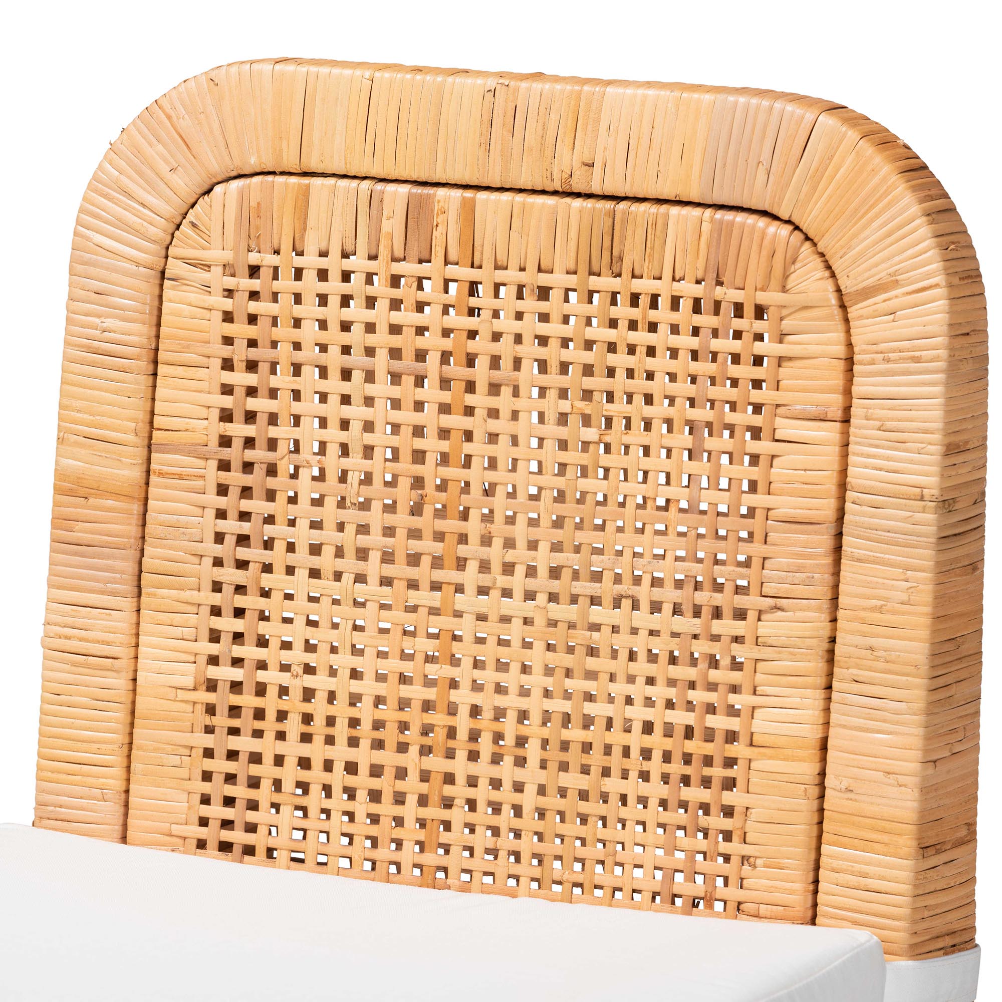 bali & pari Zariah Modern Bohemian Natural Brown Rattan and Mahogany Wood 2-Piece Dining Chair Set