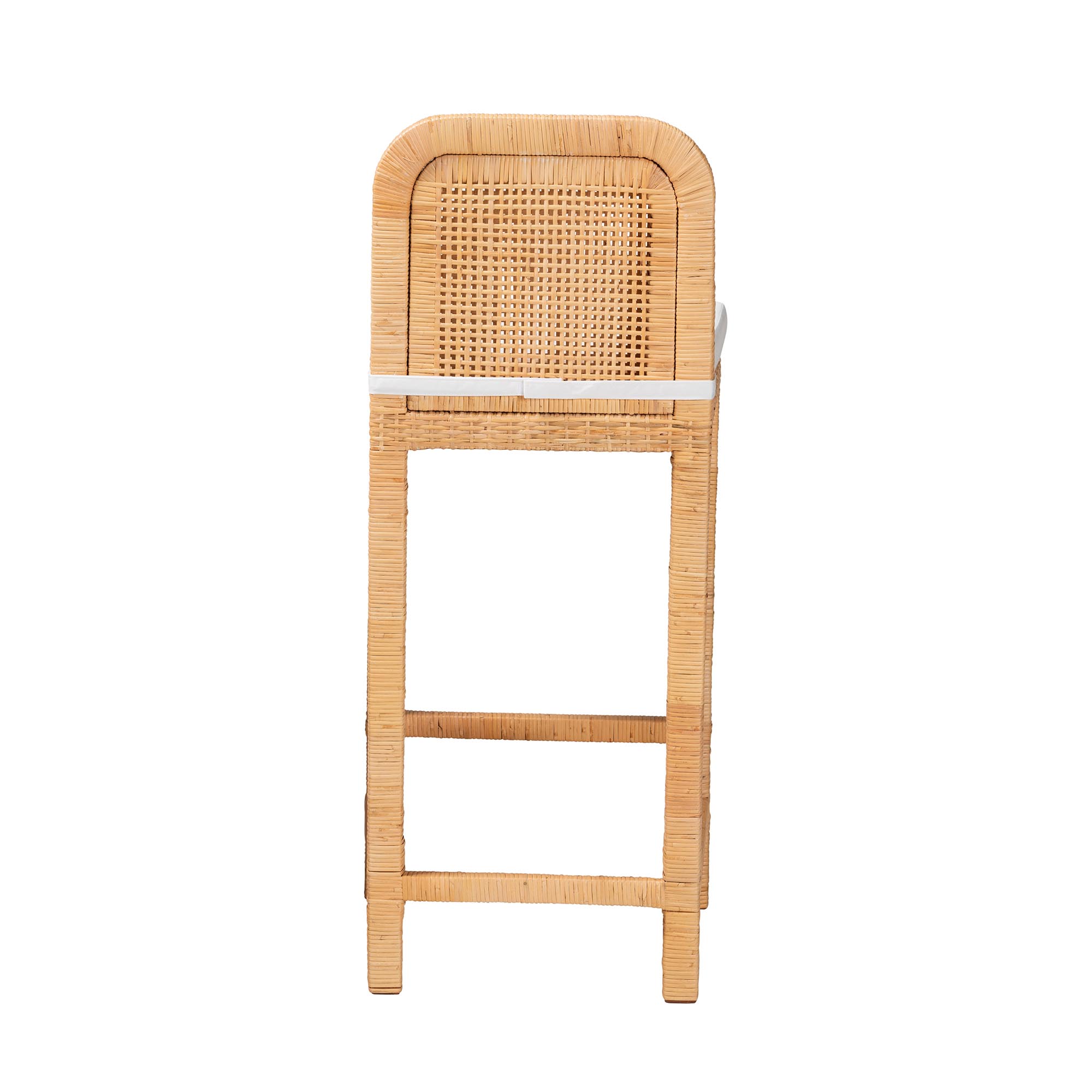 bali & pari Zariah Modern Bohemian Natural Brown Rattan and Mahogany Wood Bar Stool