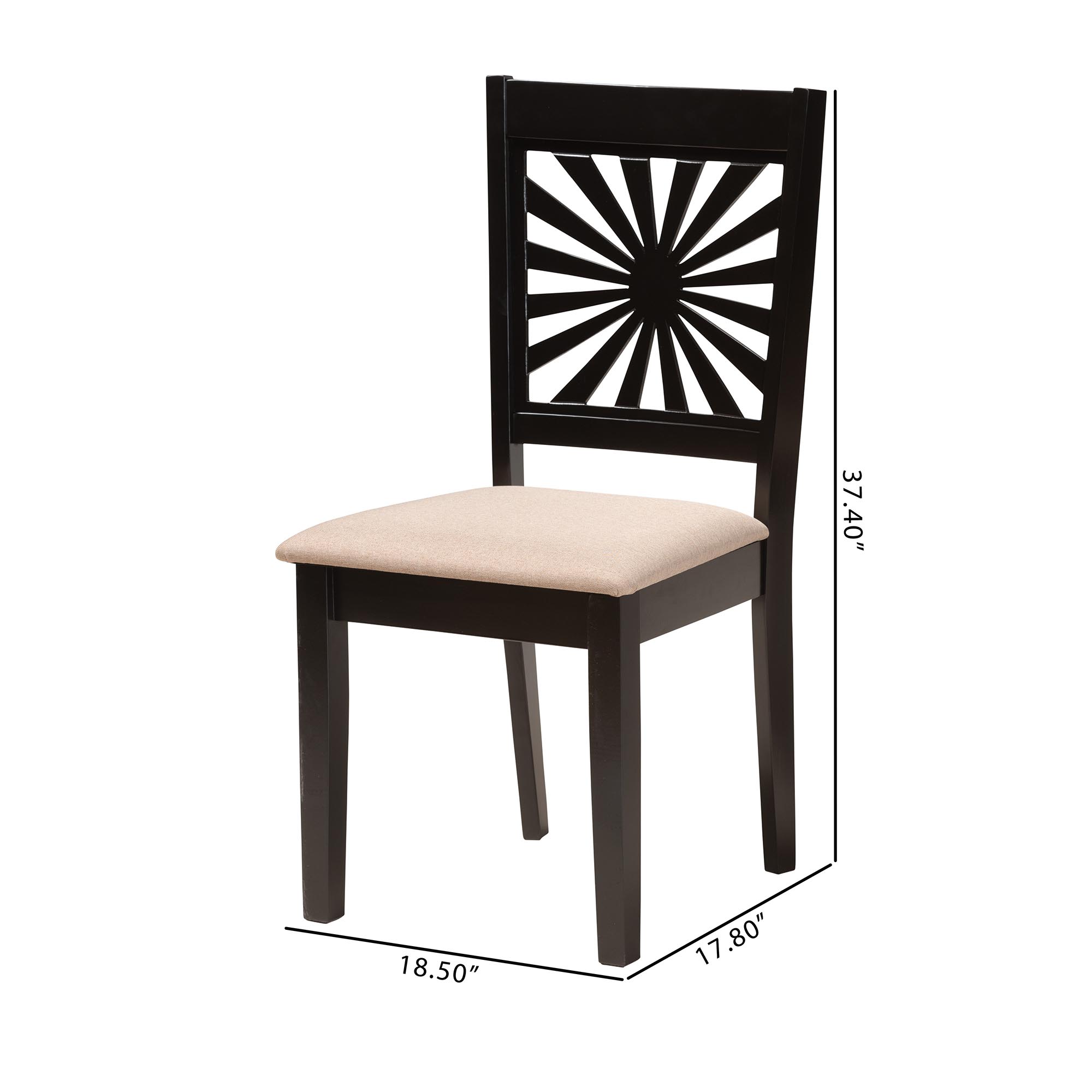 Baxton Studio Olympia Modern Beige Fabric and Espresso Brown Finished Wood 2-Piece Dining Chair Set