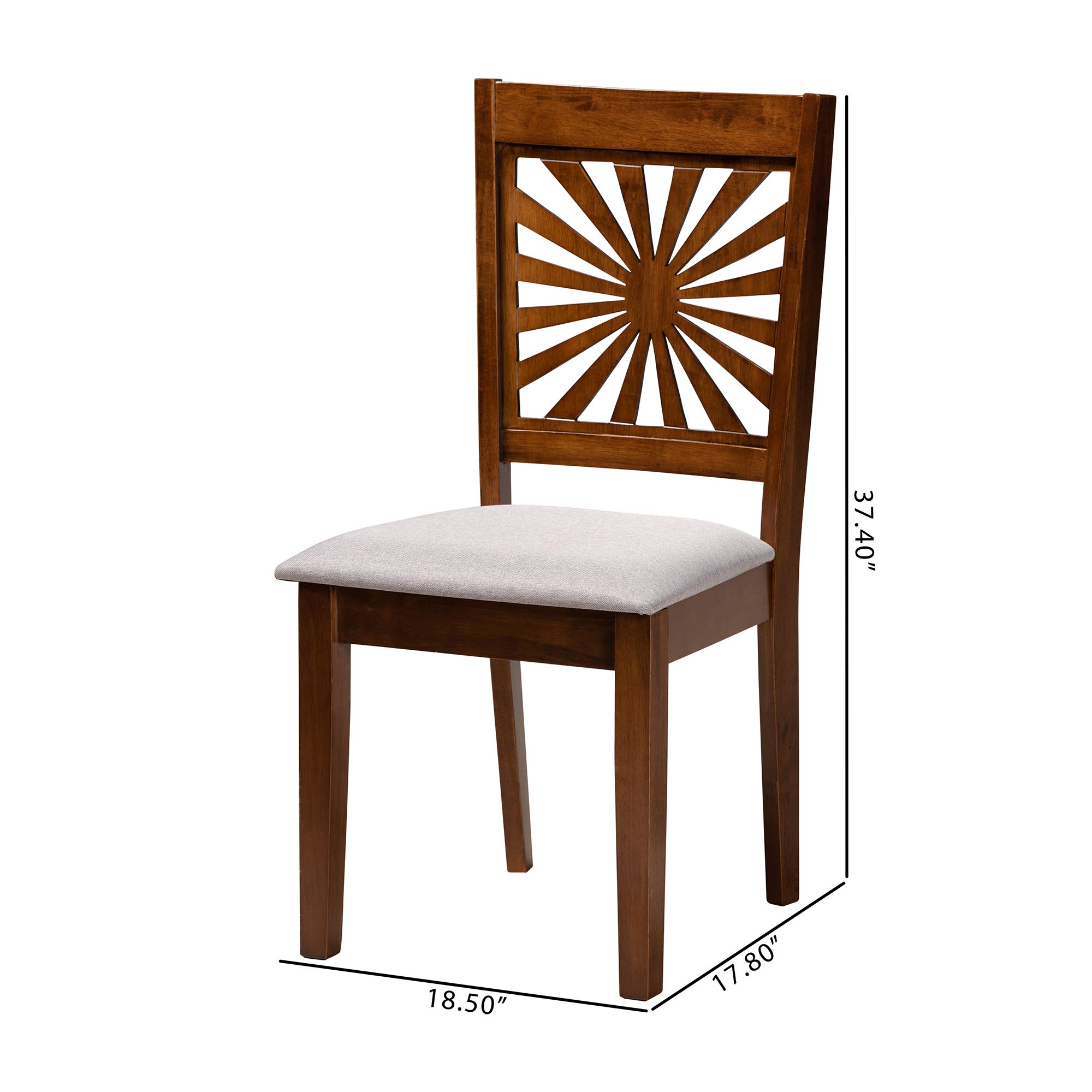 Baxton Studio Olympia Modern Grey Fabric and Walnut Brown Finished Wood 2-Piece Dining Chair Set