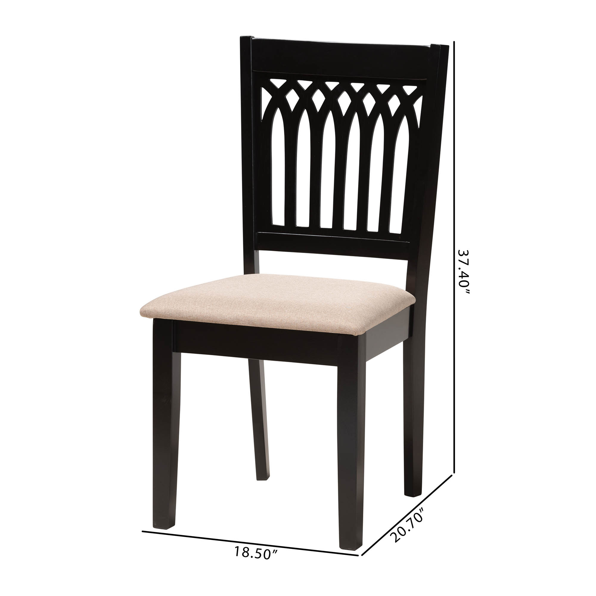 Baxton Studio Genesis Modern Beige Fabric and Dark Brown Finished Wood 2-Piece Dining Chair Set