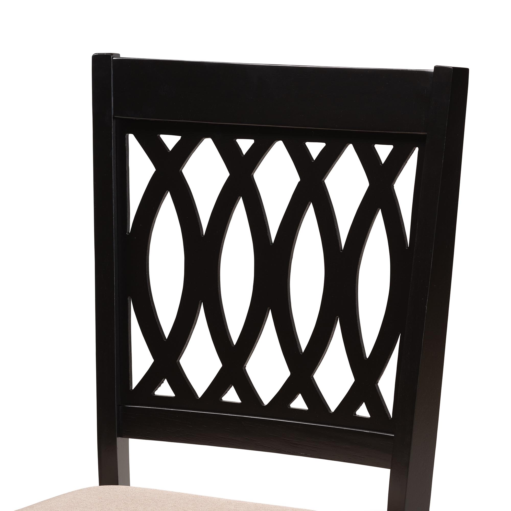 Baxton Studio Florencia Modern Beige Fabric and Espresso Brown Finished Wood 2-Piece Dining Chair Set