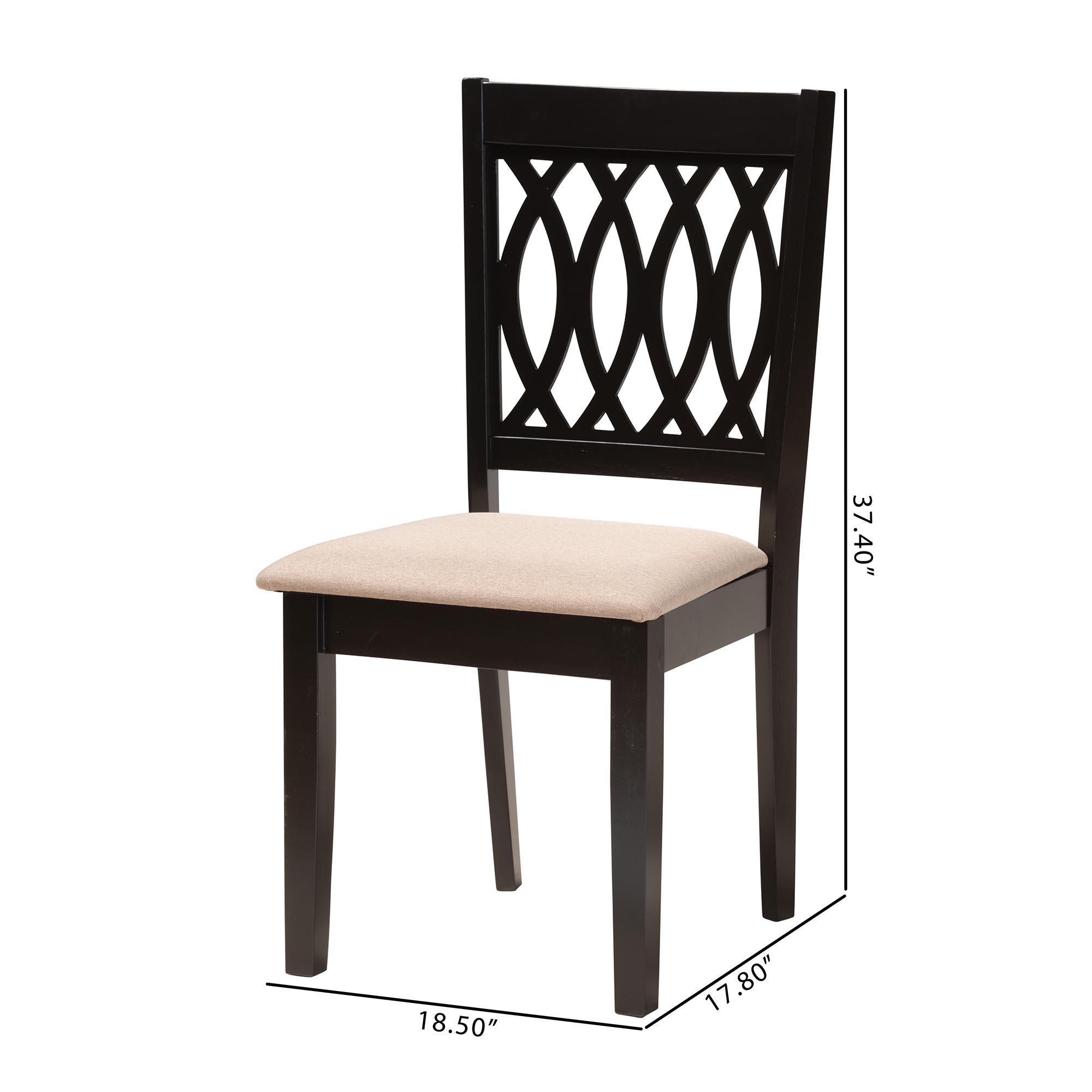 Baxton Studio Florencia Modern Beige Fabric and Espresso Brown Finished Wood 2-Piece Dining Chair Set