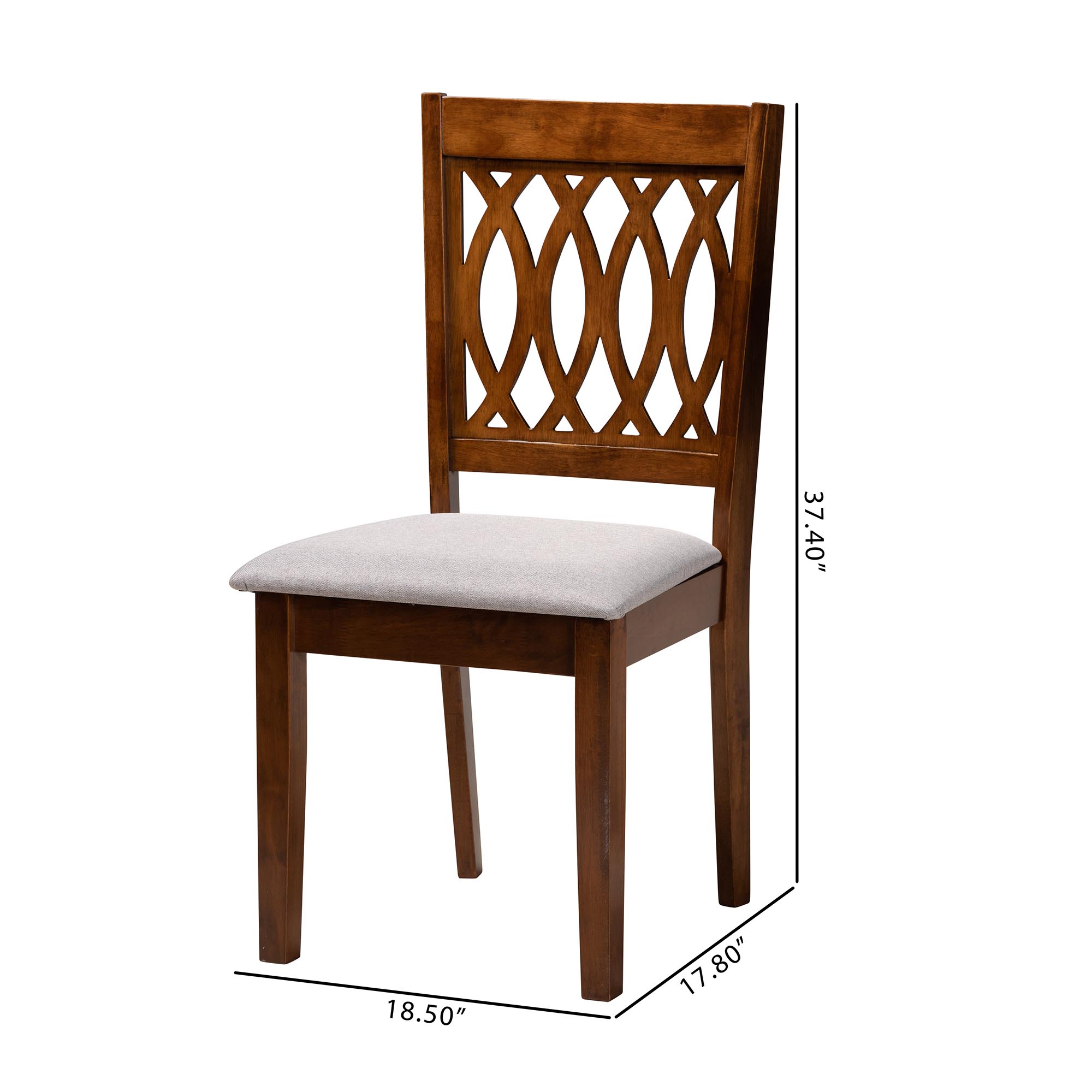 Baxton Studio Florencia Modern Grey Fabric and Walnut Brown Finished Wood 2-Piece Dining Chair Set