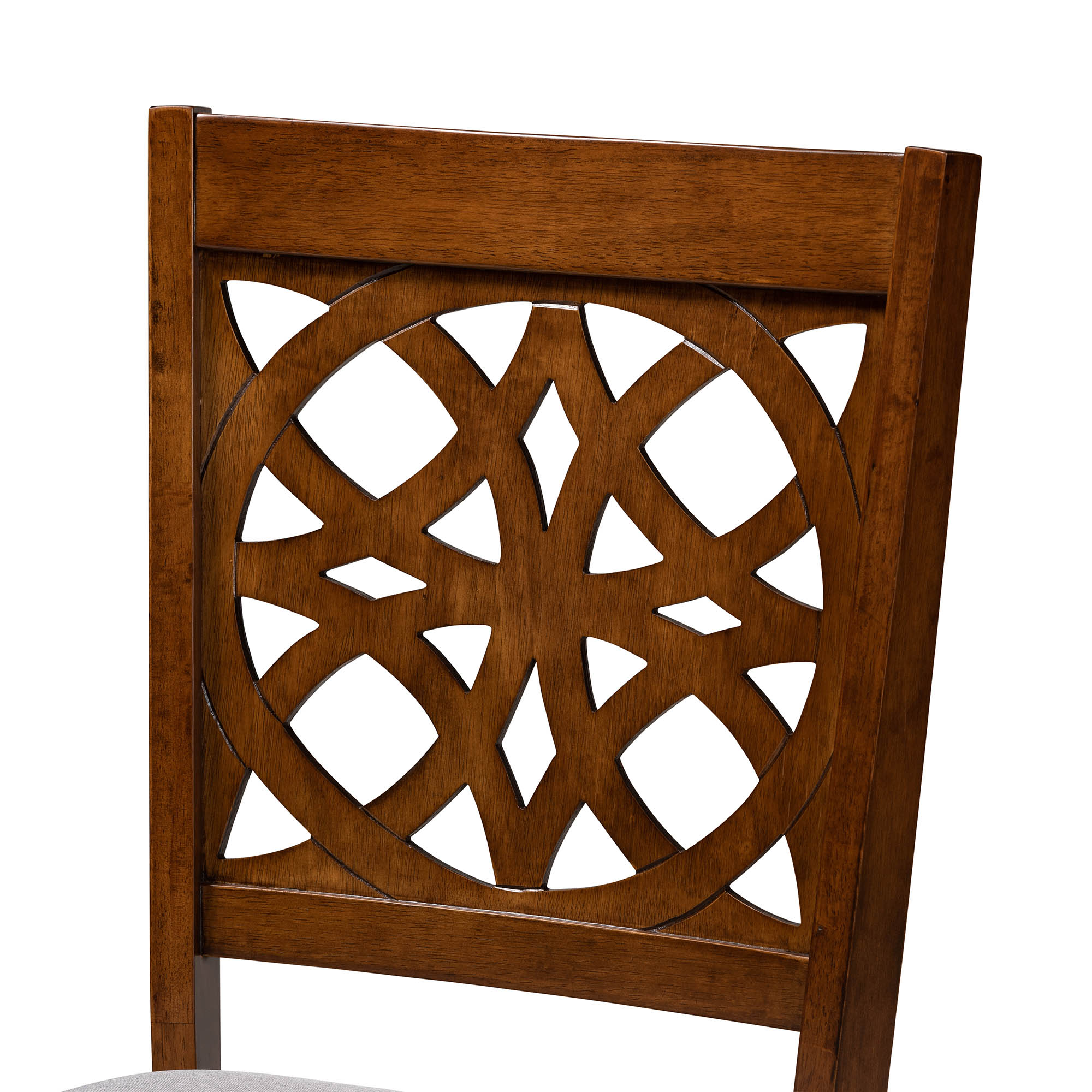 Baxton Studio Abigail Modern Grey Fabric and Walnut Brown Finished Wood 2-Piece Dining Chair Set