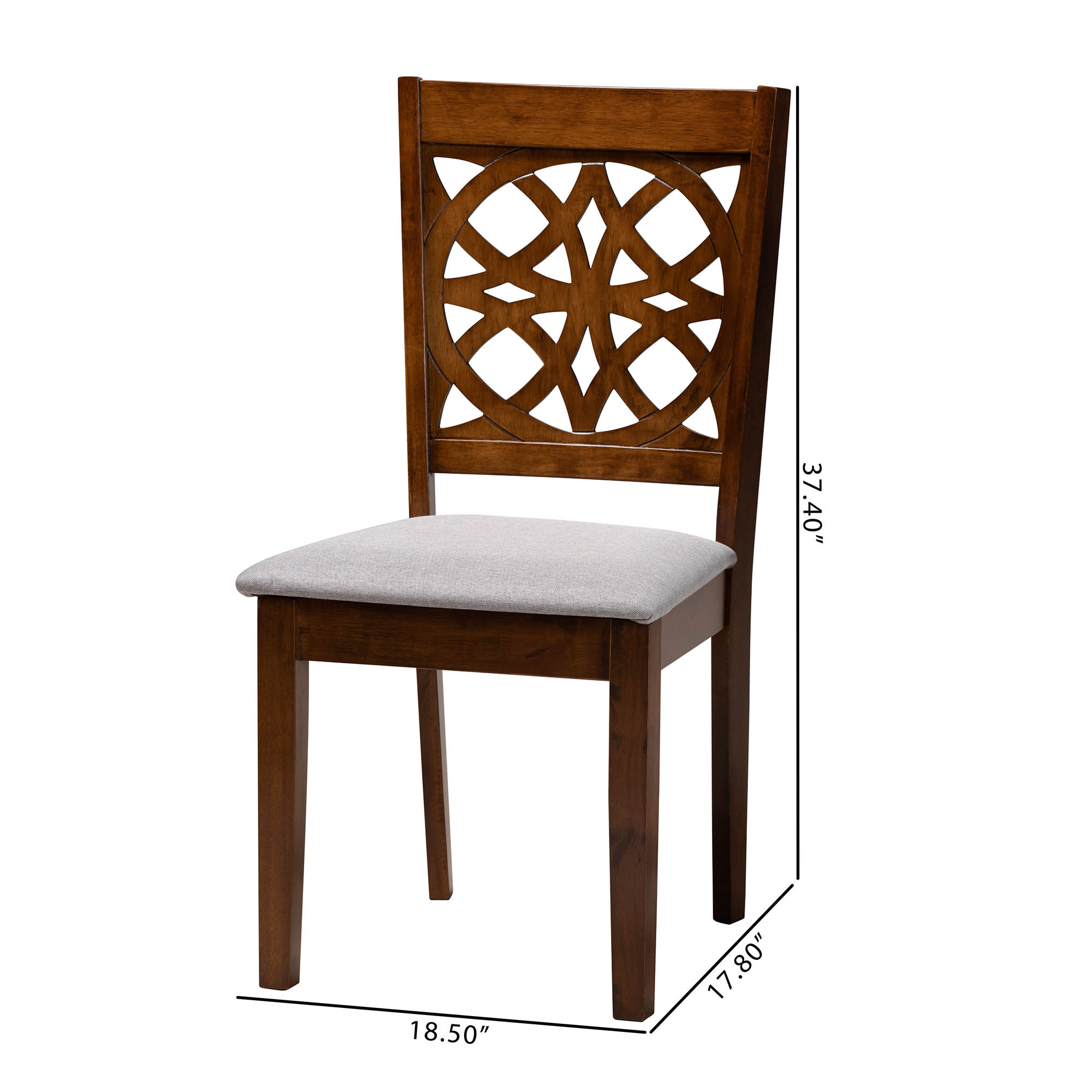 Baxton Studio Abigail Modern Grey Fabric and Walnut Brown Finished Wood 2-Piece Dining Chair Set