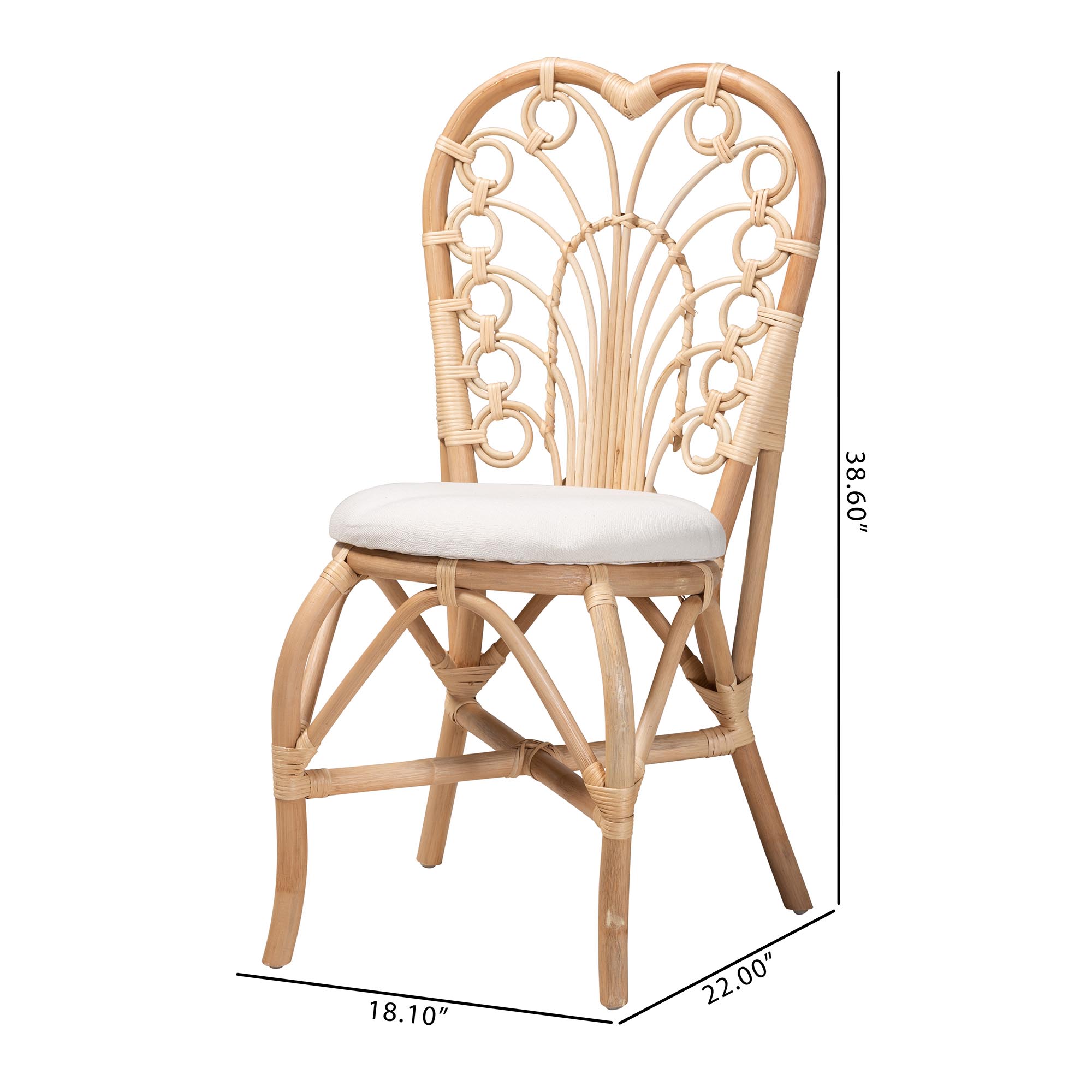 bali & pari Jerica Modern Bohemian Natural Brown Rattan Dining Chair