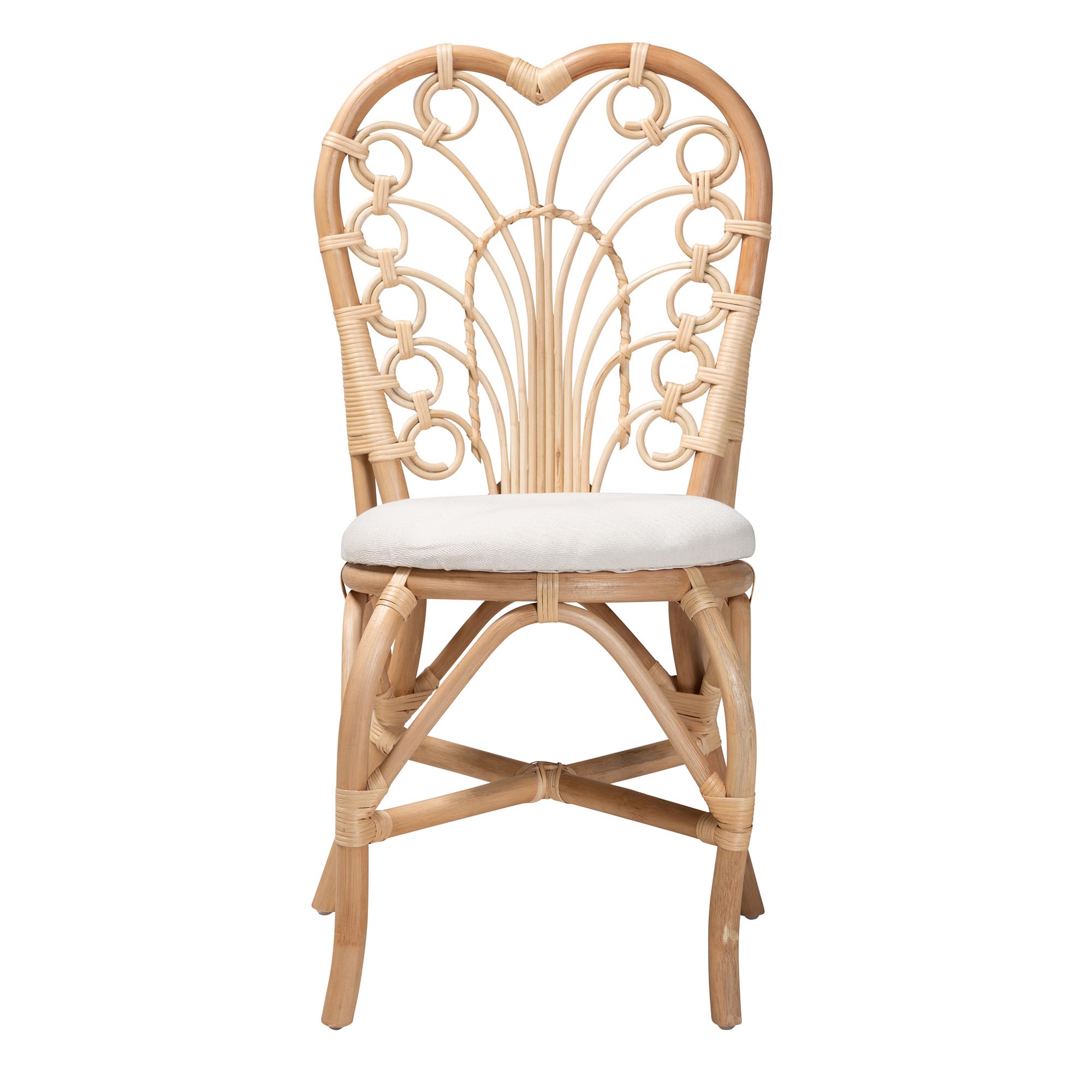 bali & pari Jerica Modern Bohemian Natural Brown Rattan Dining Chair