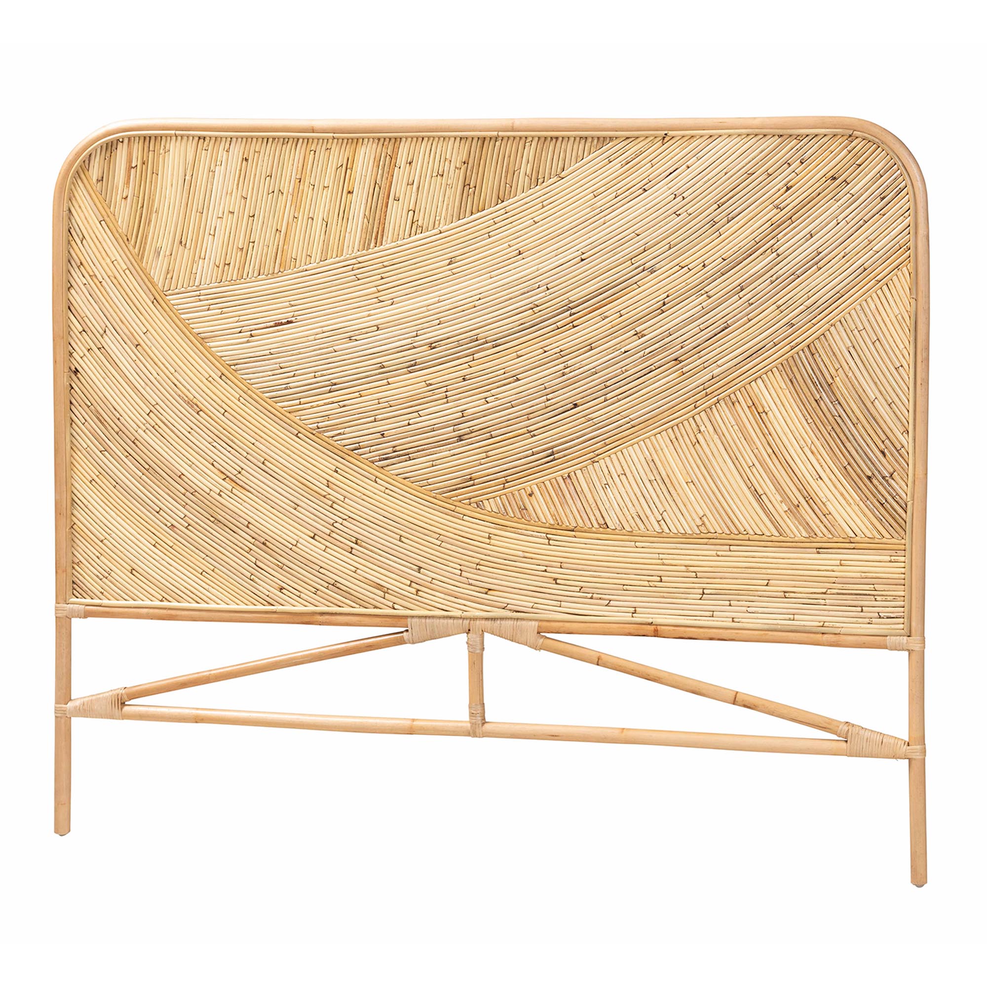 bali & pari Delphi Modern Bohemian Natural Brown Rattan Queen Size Standalone Headboard