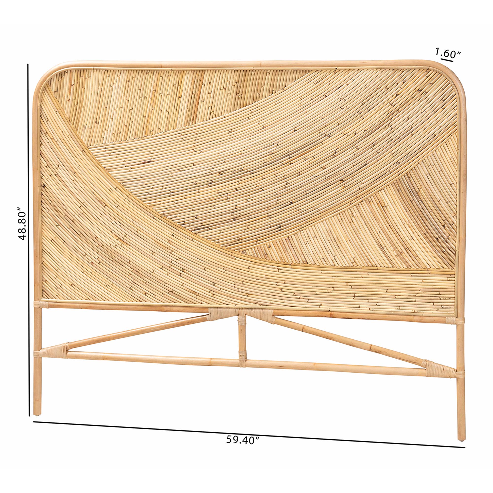 bali & pari Delphi Modern Bohemian Natural Brown Rattan Queen Size Standalone Headboard