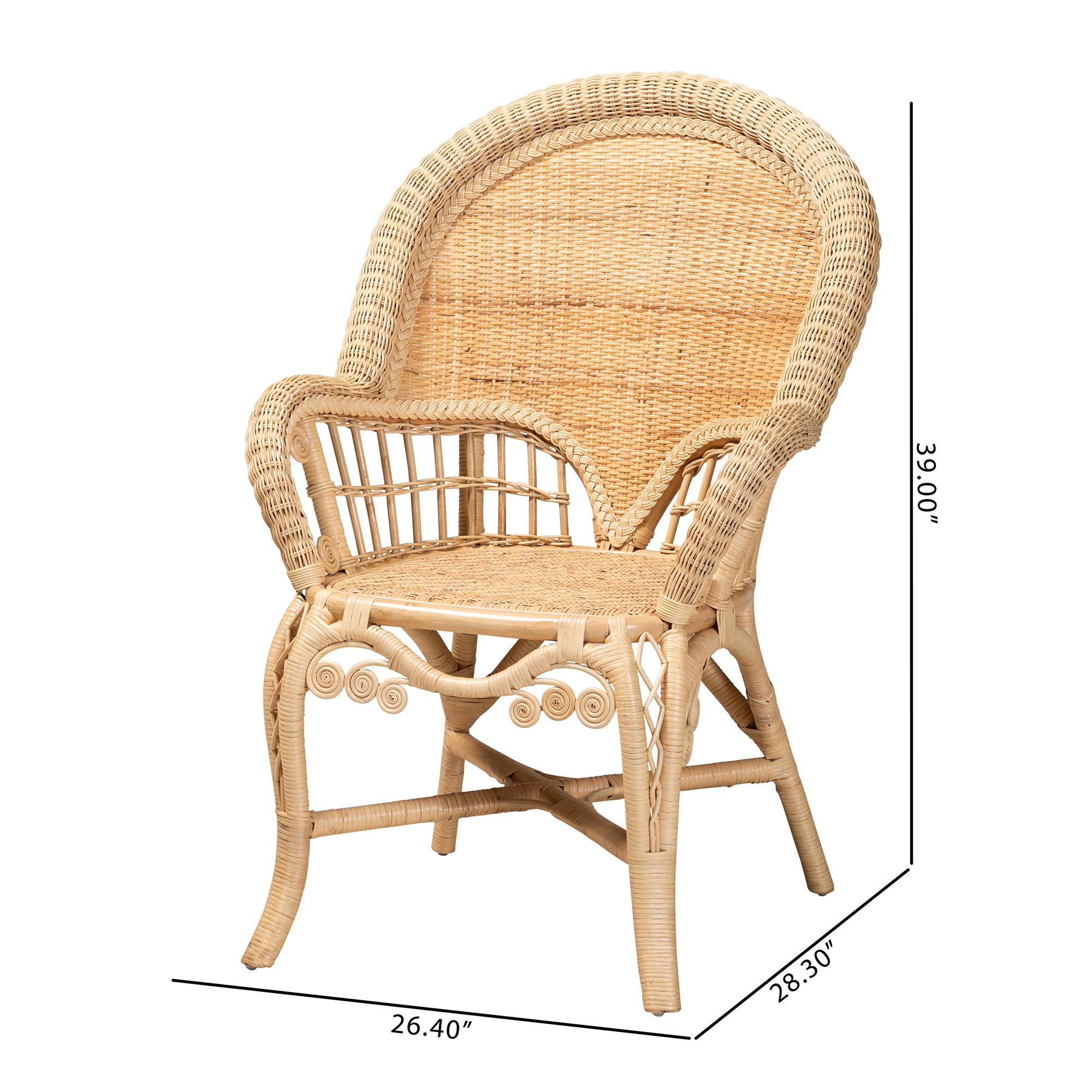 bali & pari Ratu Modern Bohemian Natural Brown Rattan Accent Chair