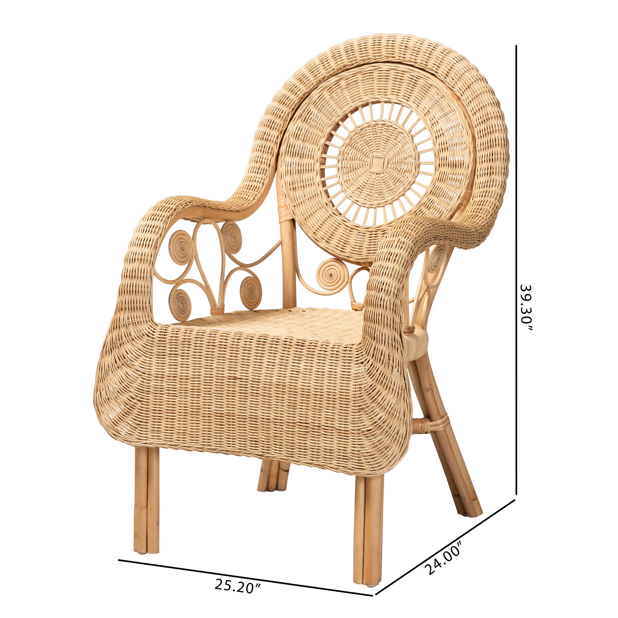 bali & pari Putri Modern Bohemian Natural Rattan Arm Chair