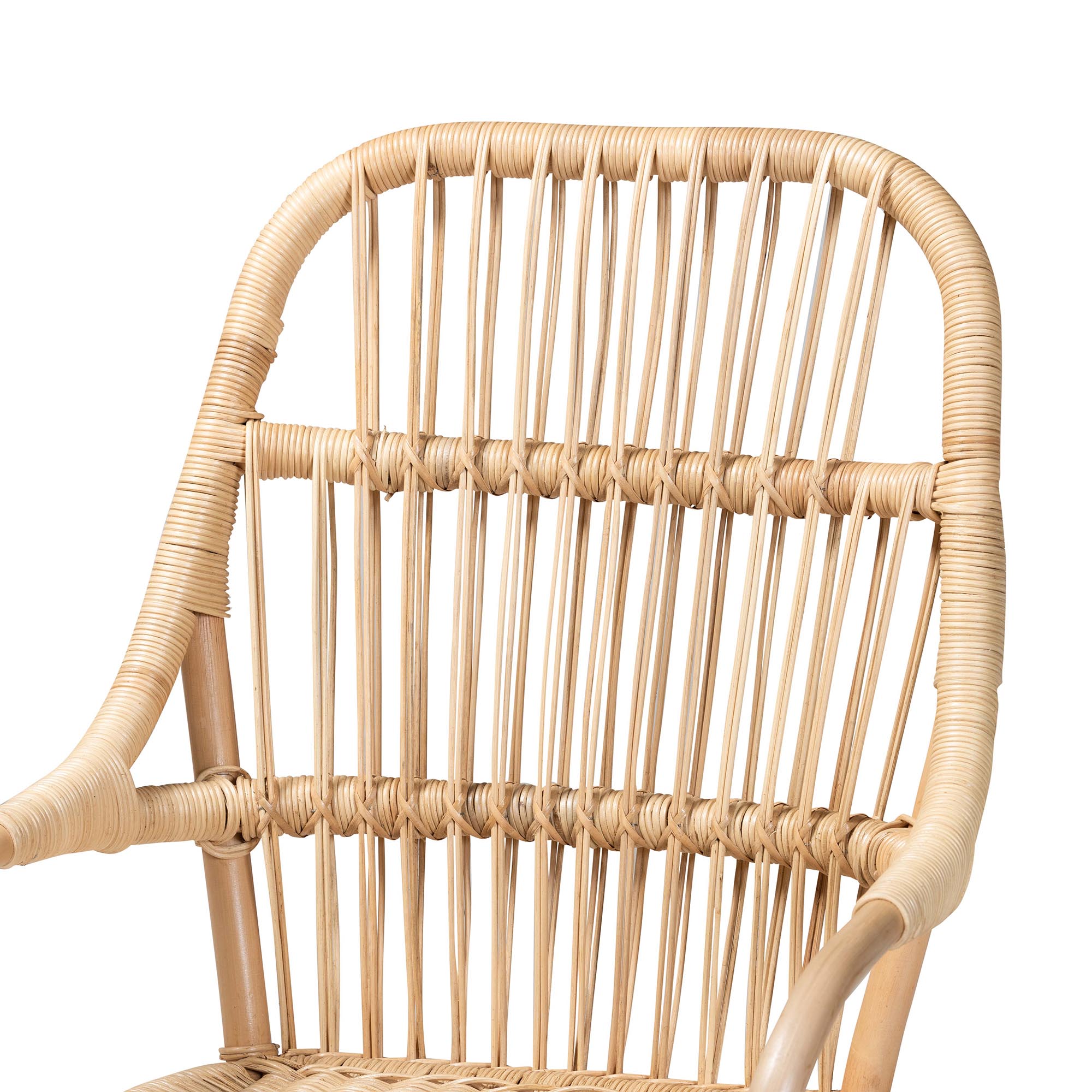 bali & pari Sumatera Modern Bohemian Natural Brown Rattan 2-Piece Dining Chair Set