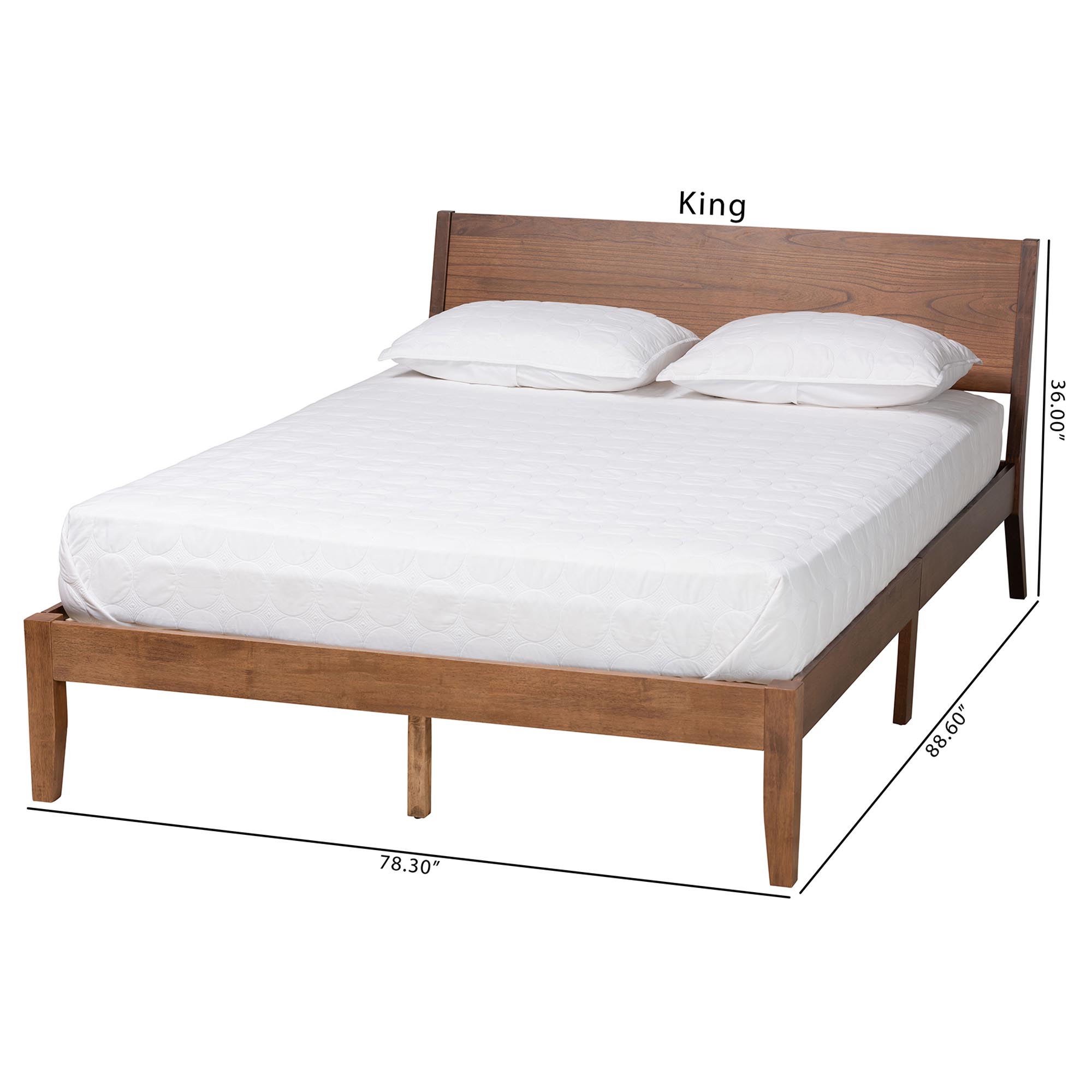 Baxton Studio Salvatore Mid-Century Modern Walnut Brown Finished Wood Queen Size Platform Bed