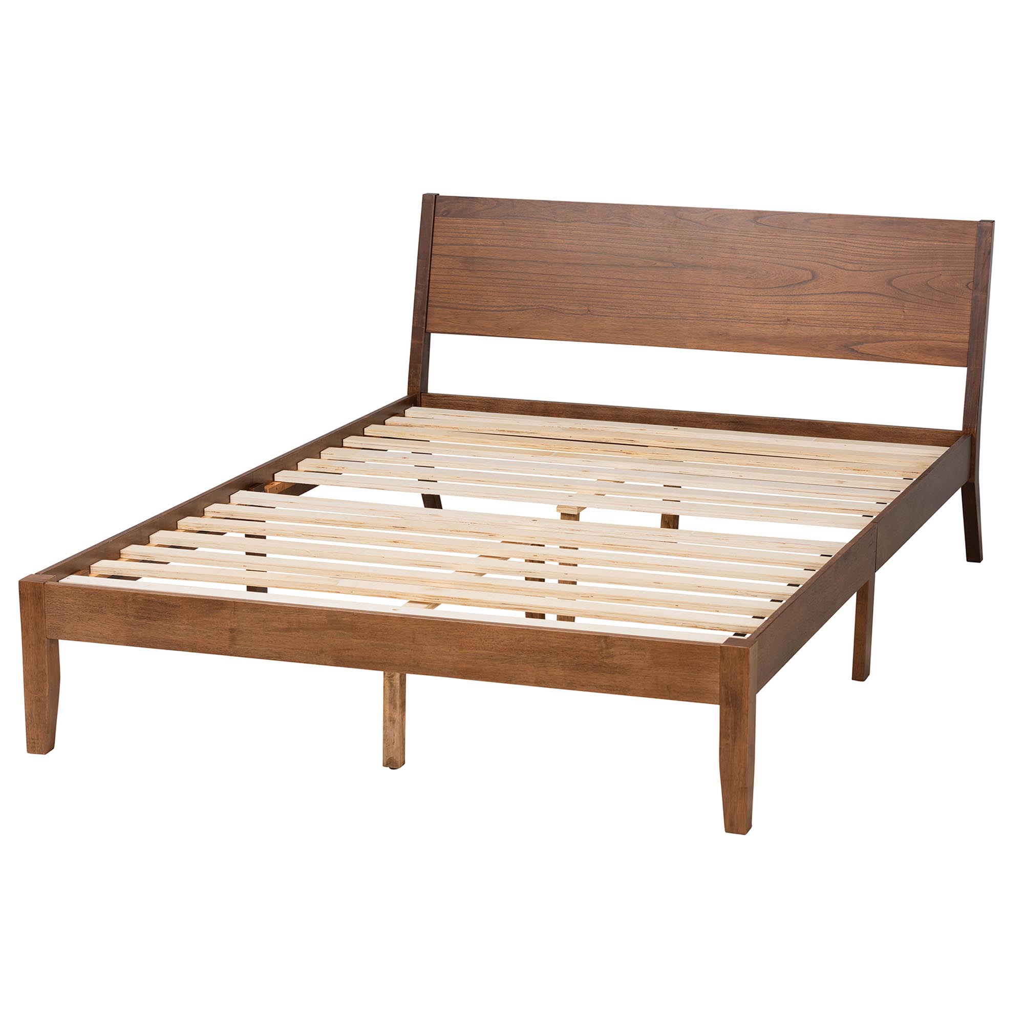 Baxton Studio Salvatore Mid-Century Modern Walnut Brown Finished Wood King Size Platform Bed