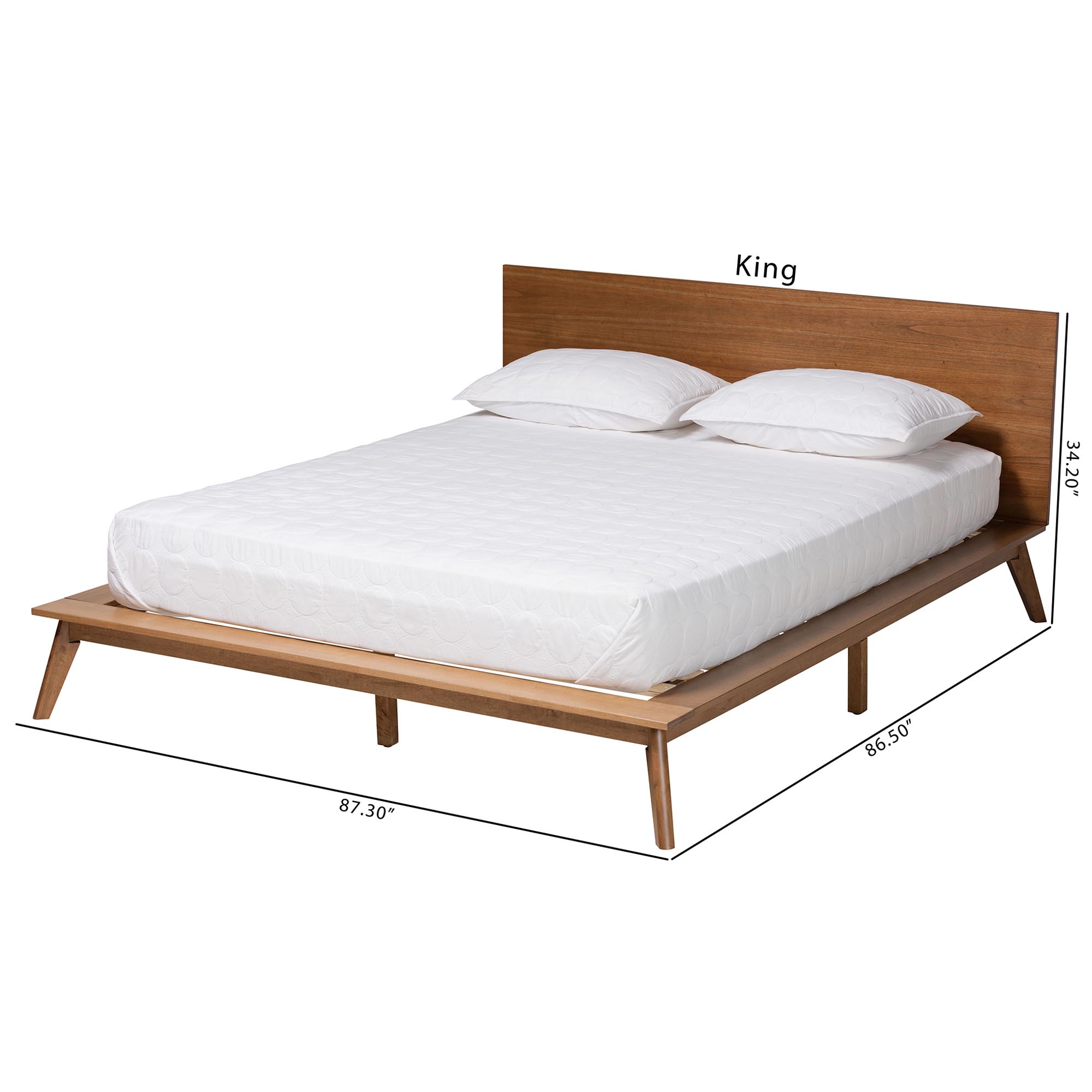 Baxton Studio Wheatley Mid-Century Modern Walnut Brown Finished Wood Queen Size Platform Bed