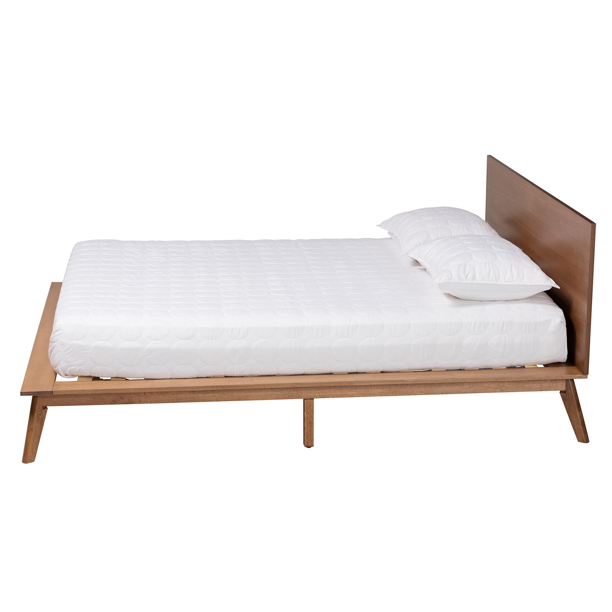 Baxton Studio Wheatley Mid-Century Modern Walnut Brown Finished Wood Queen Size Platform Bed