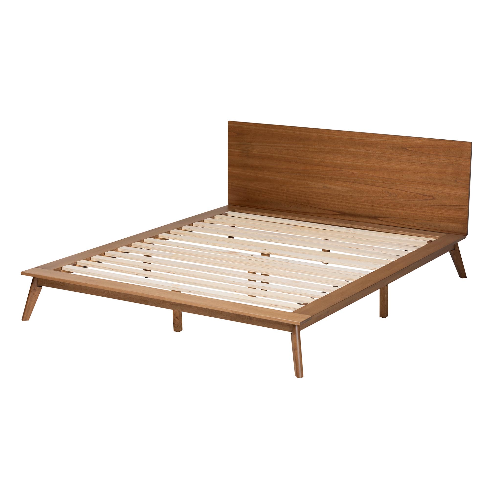 Baxton Studio Wheatley Mid-Century Modern Walnut Brown Finished Wood Queen Size Platform Bed