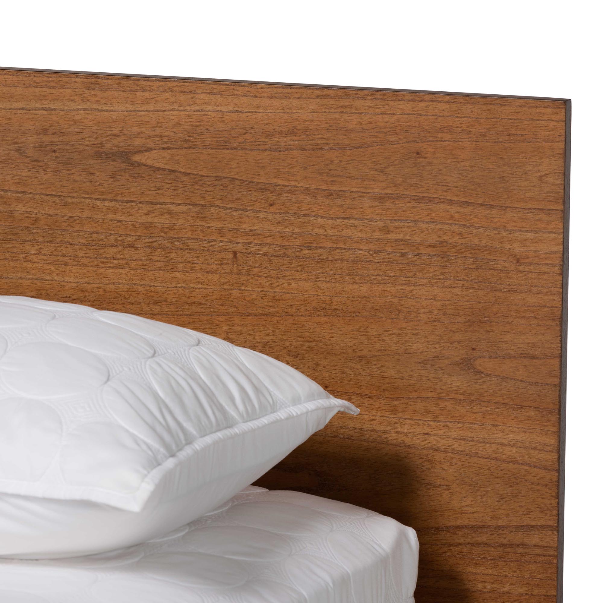 Baxton Studio Wheatley Mid-Century Modern Walnut Brown Finished Wood Queen Size Platform Bed