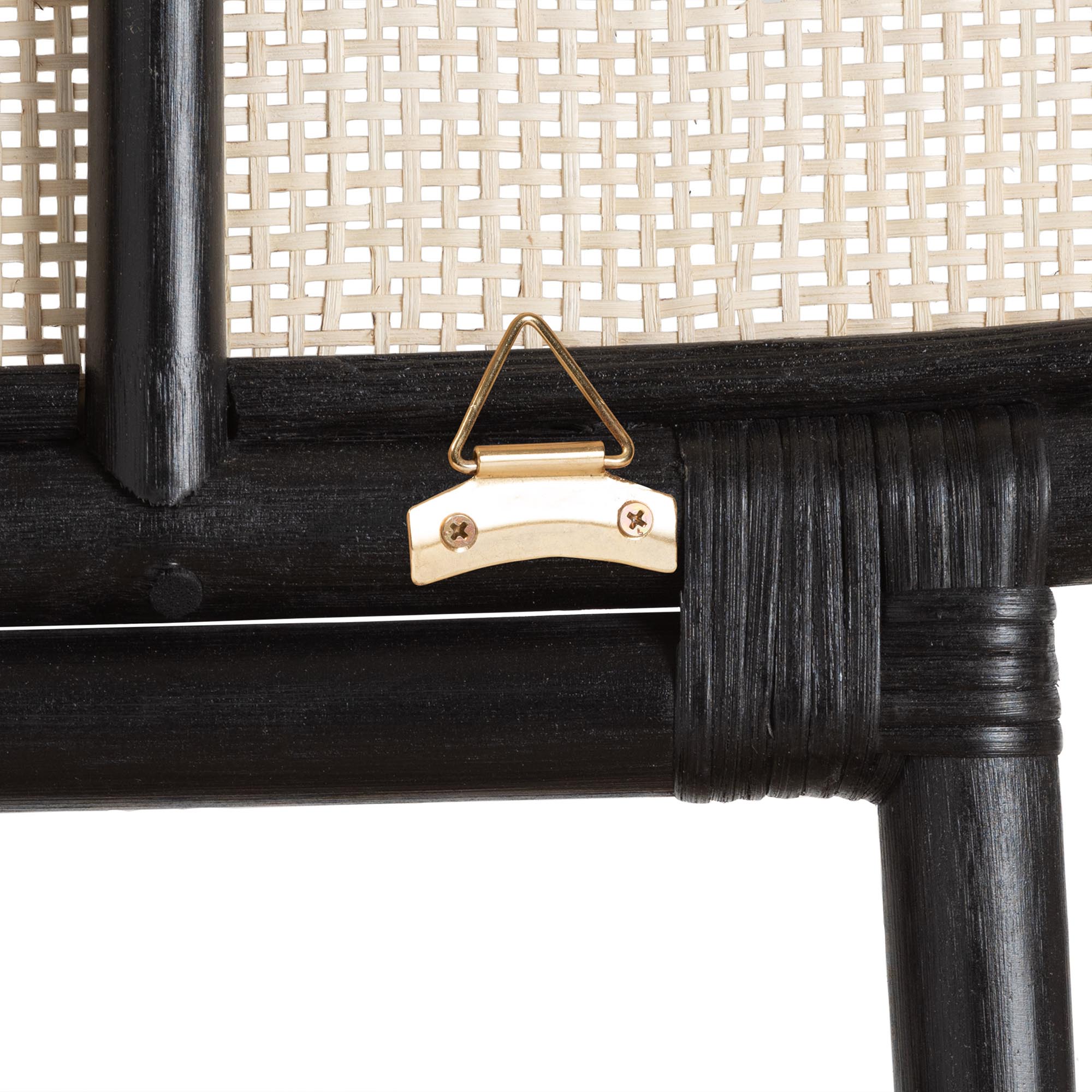 bali & pari Reegan Modern Bohemian Two-Tone Black and Natural Brown Rattan Queen Size Standalone Headboard