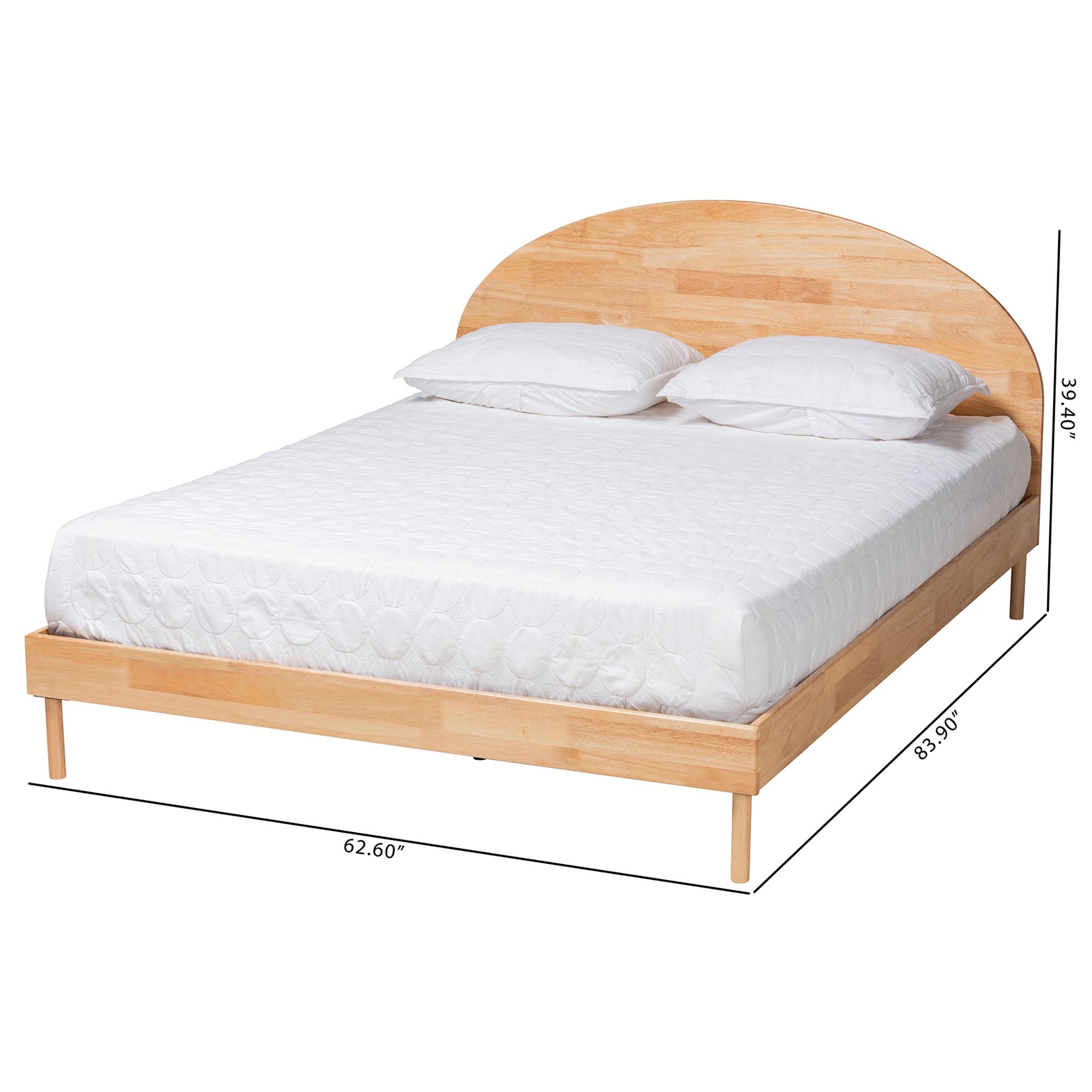 Baxton Studio Denton Japandi Natural Brown Finished Wood Queen Size Platform Bed