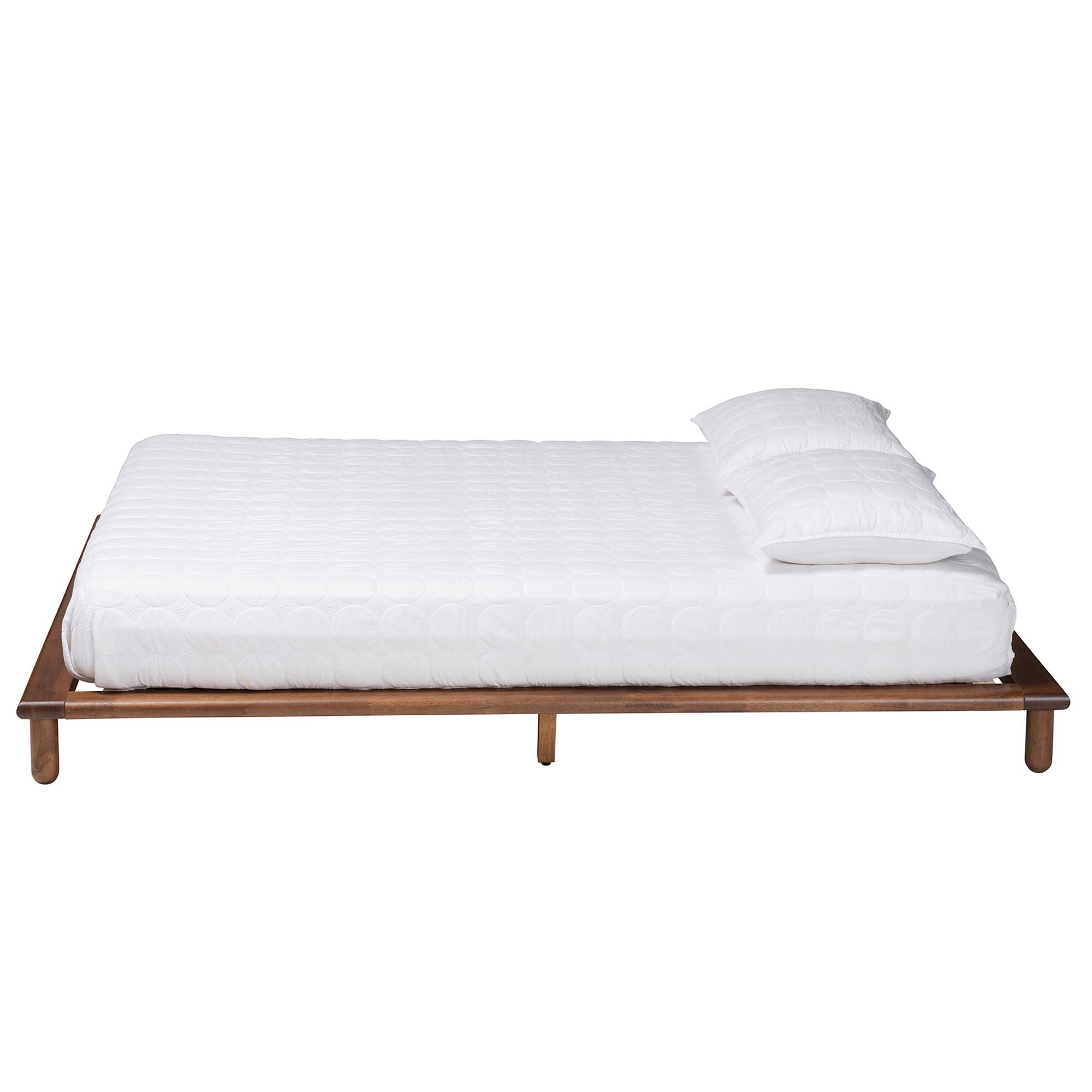 Baxton Studio Alivia Mid-Century Modern Walnut Brown Finished Wood King Size Bed Frame