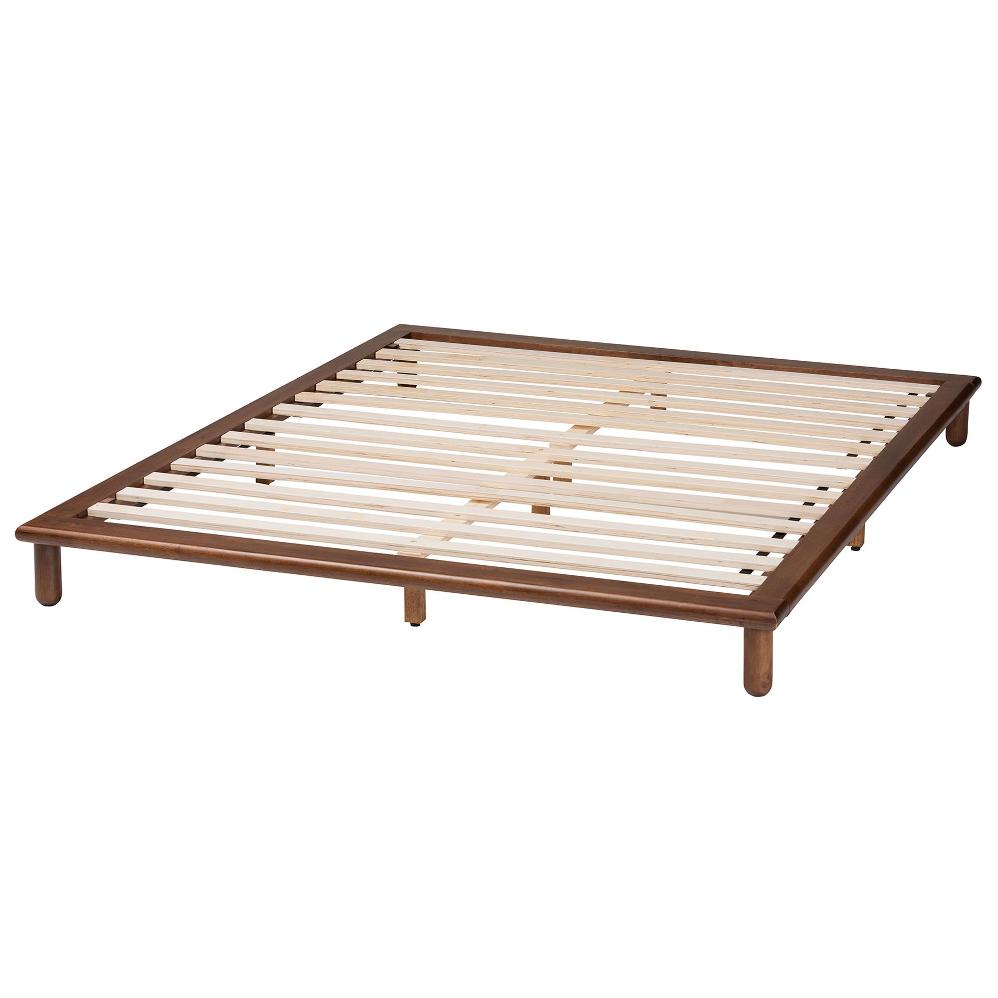 Baxton Studio Alivia Mid-Century Modern Walnut Brown Finished Wood King Size Bed Frame