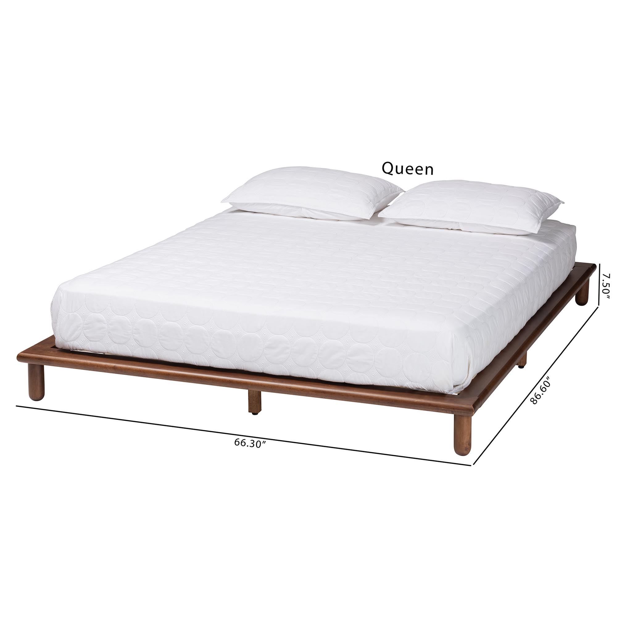 Baxton Studio Alivia Mid-Century Modern Walnut Brown Finished Wood King Size Bed Frame