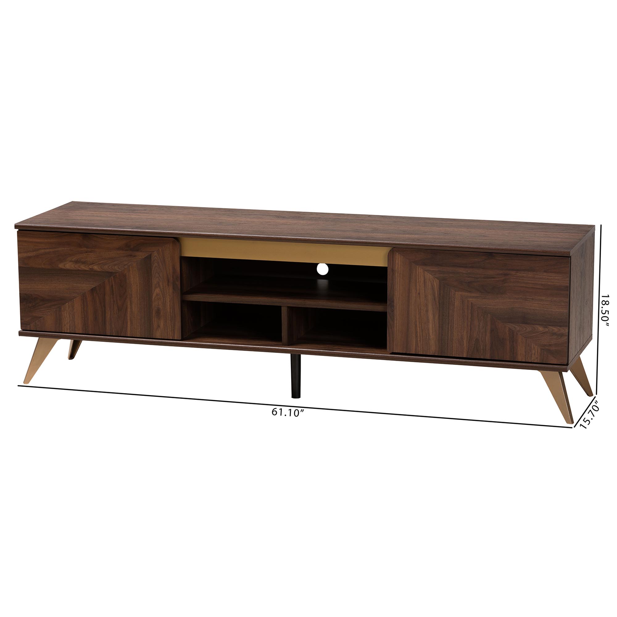 Baxton Studio Graceland Mid-Century Modern Transitional Walnut Brown Finished Wood 2-Door TV Stand