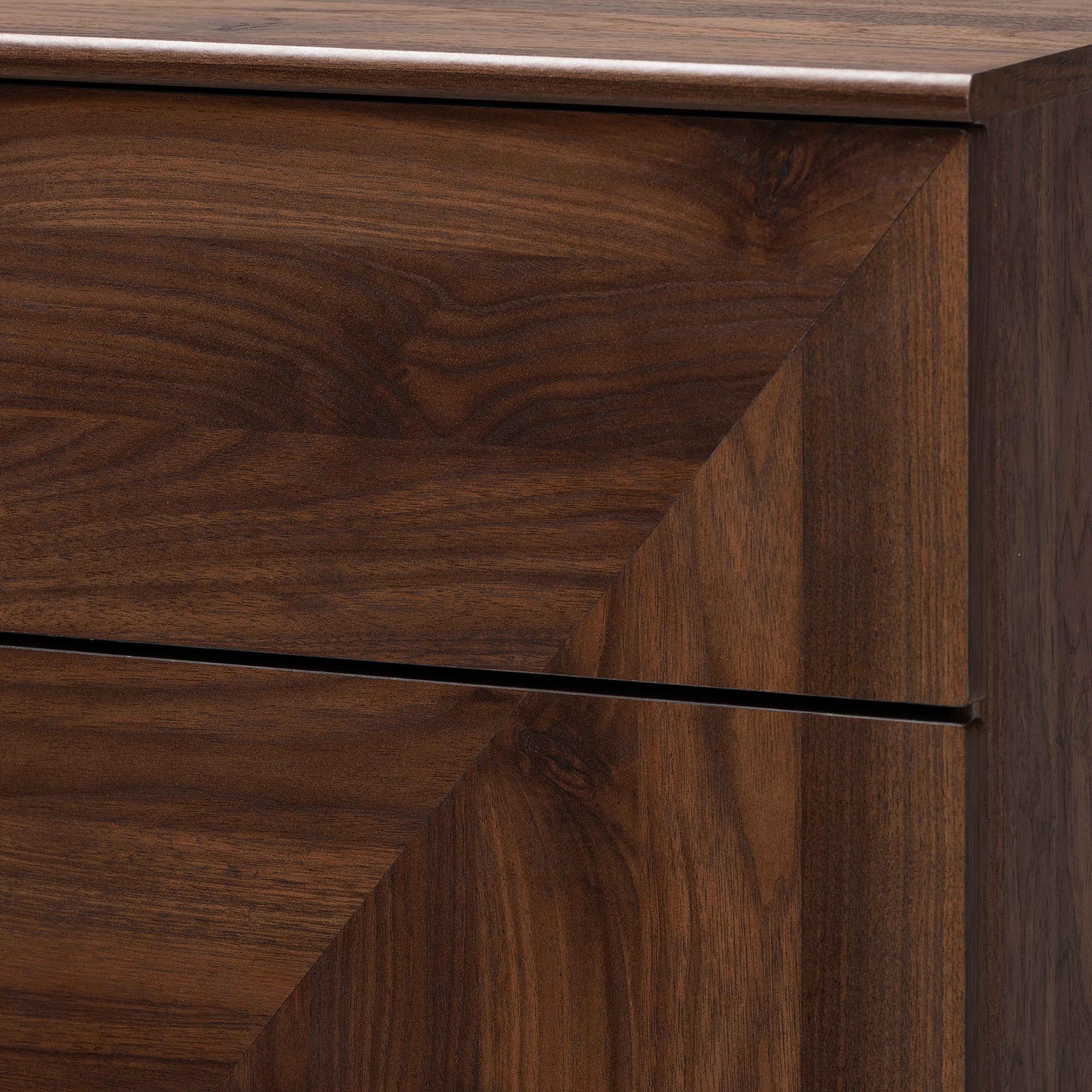 Baxton Studio Graceland Mid-Century Modern Transitional Walnut Brown Finished Wood 5-Drawer Storage Chest