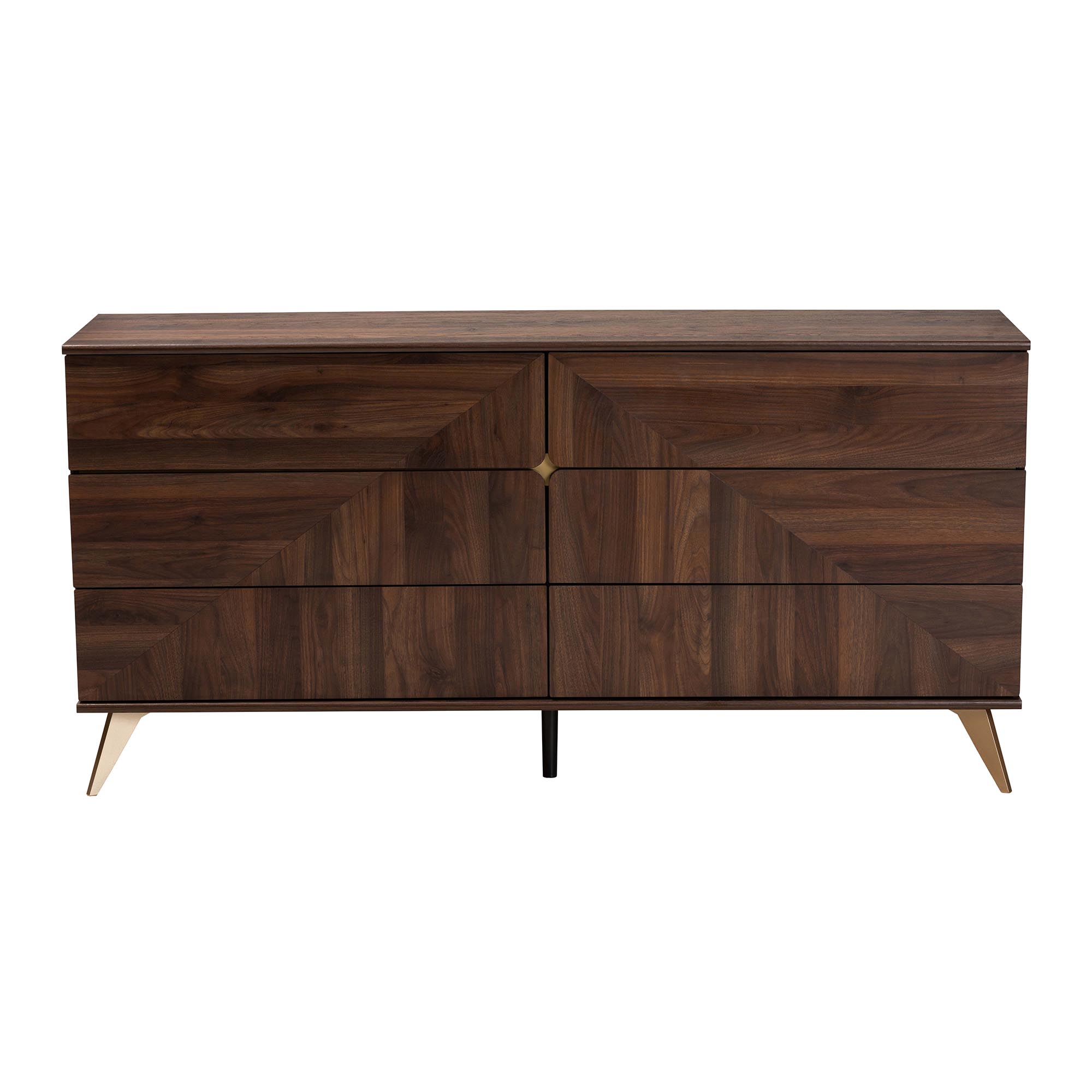 Baxton Studio Graceland Mid-Century Modern Transitional Walnut Brown Finished Wood 6-Drawer Dresser