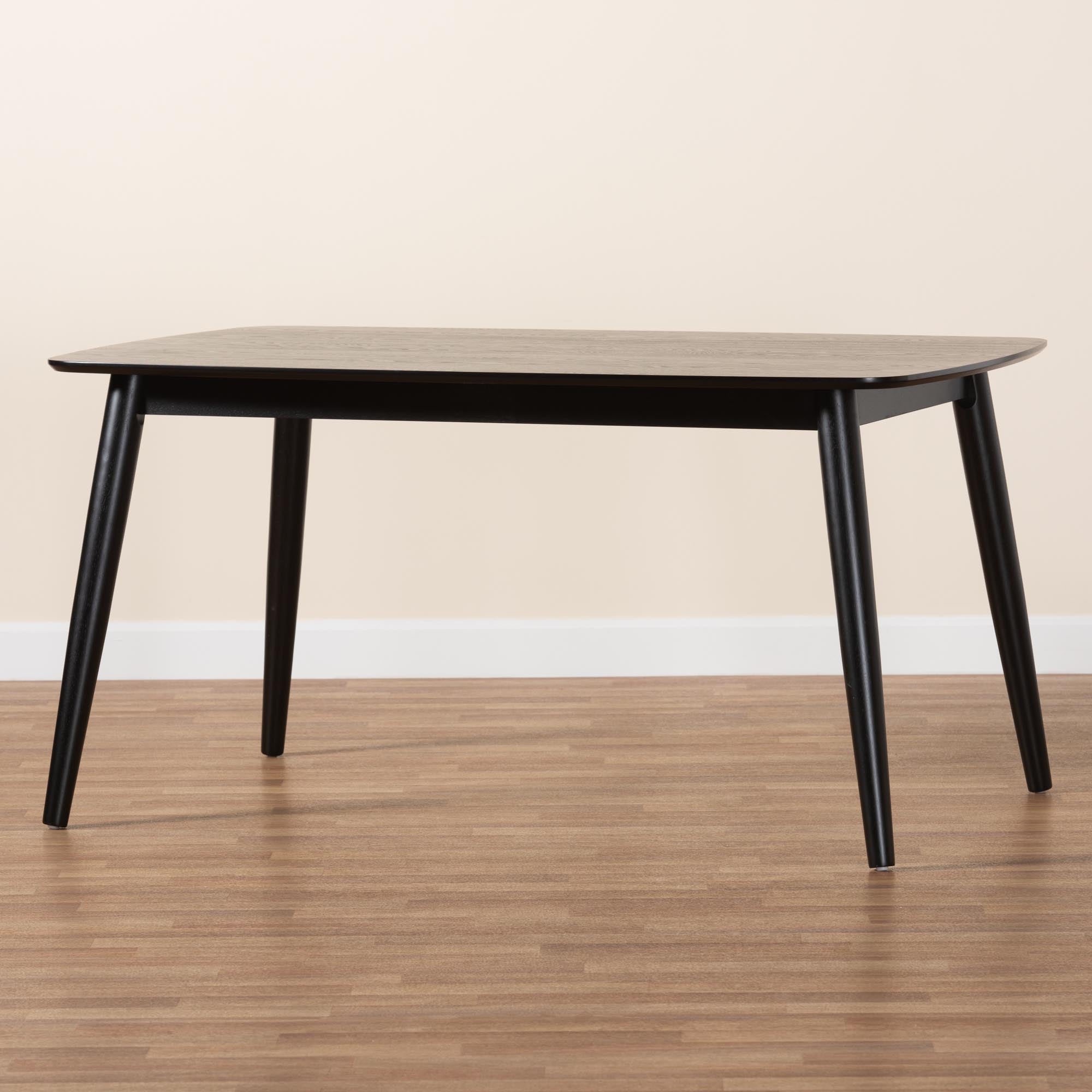 Baxton Studio Flora Mid-Century Modern Black Finished Wood Dining Table