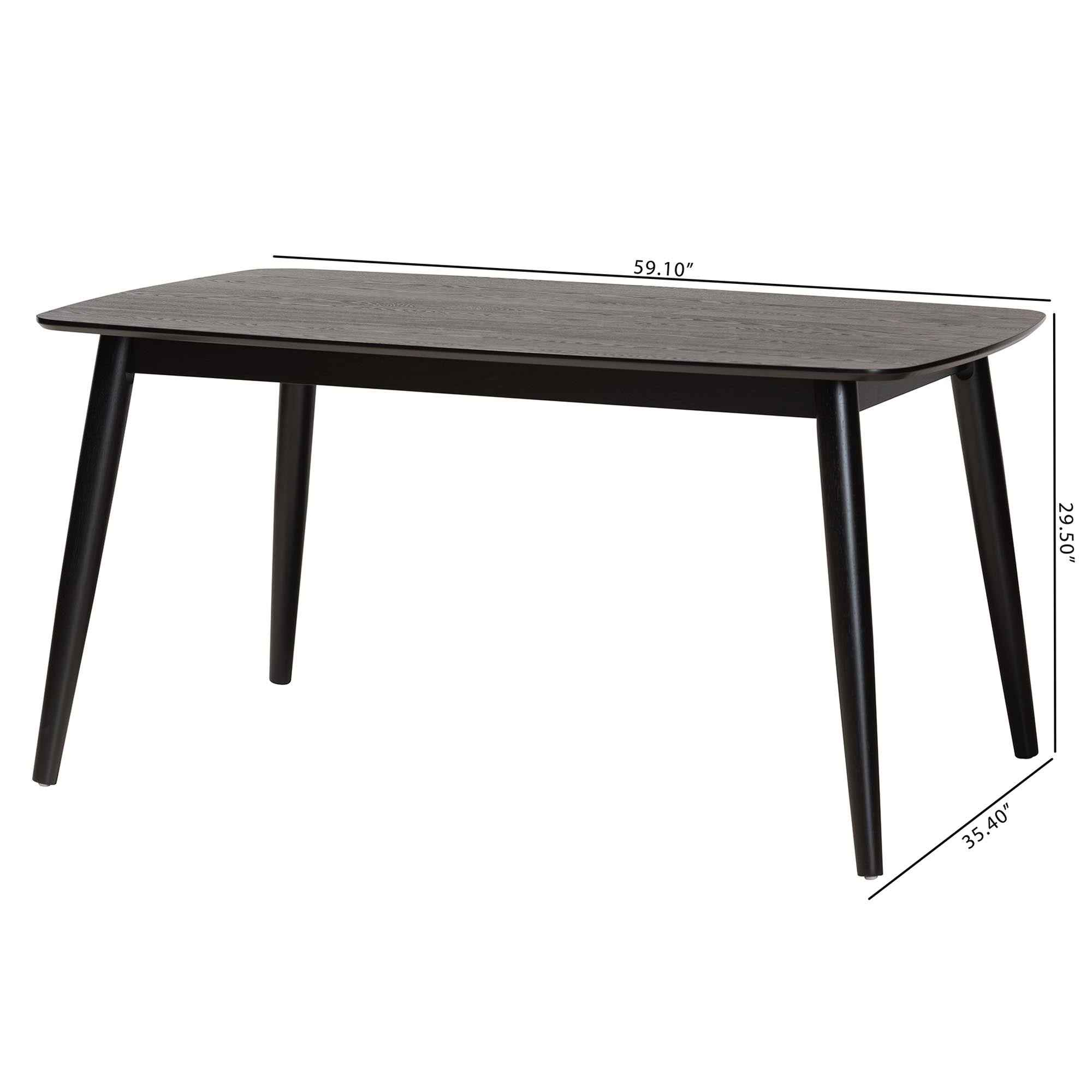 Baxton Studio Flora Mid-Century Modern Black Finished Wood Dining Table