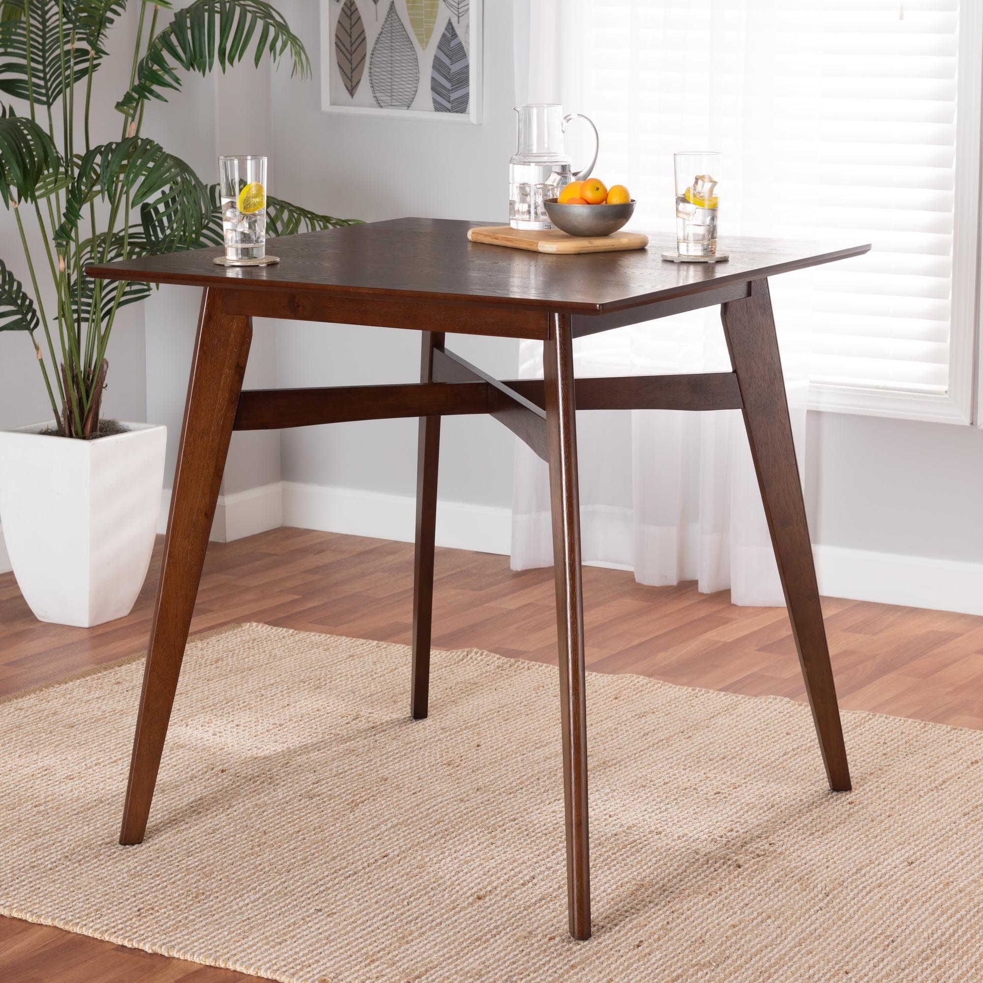 Baxton Studio Leena Mid-Century Modern Walnut Brown Finished Wood Counter Height Pub Table