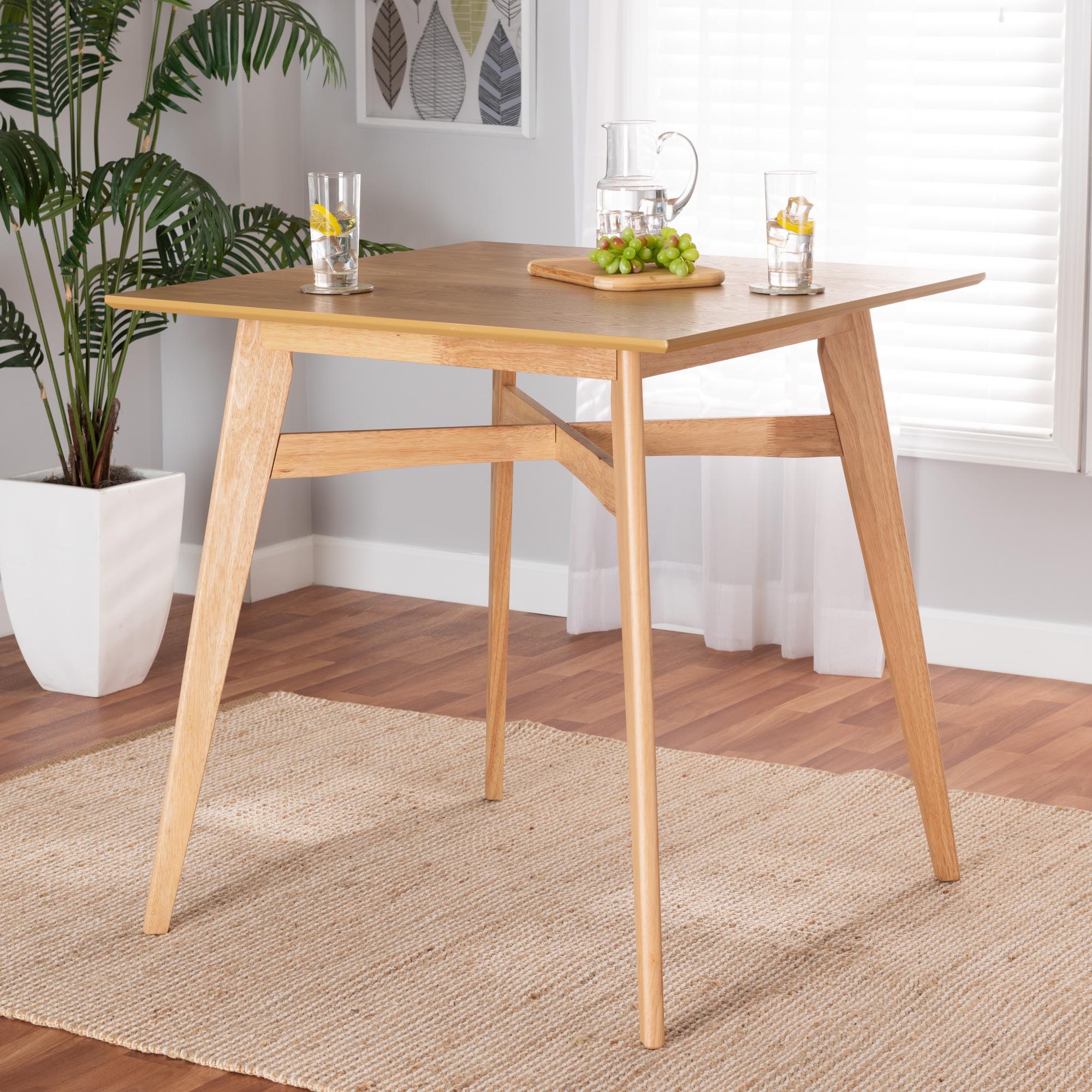 Baxton Studio Leena Mid-Century Modern Natural Oak Finished Wood Counter Height Pub Table