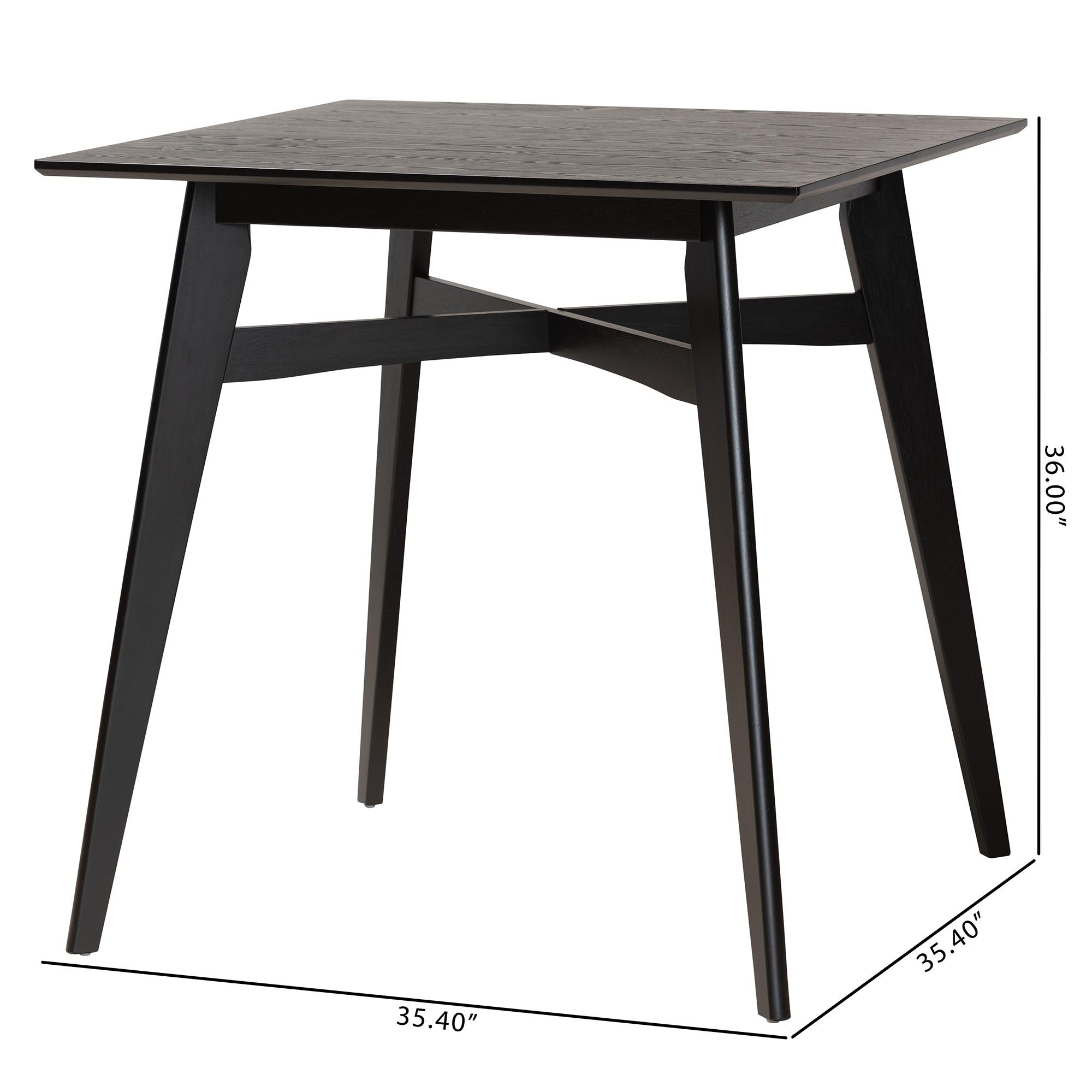Baxton Studio Leena Mid-Century Modern Black Finished Wood Counter Height Pub Table
