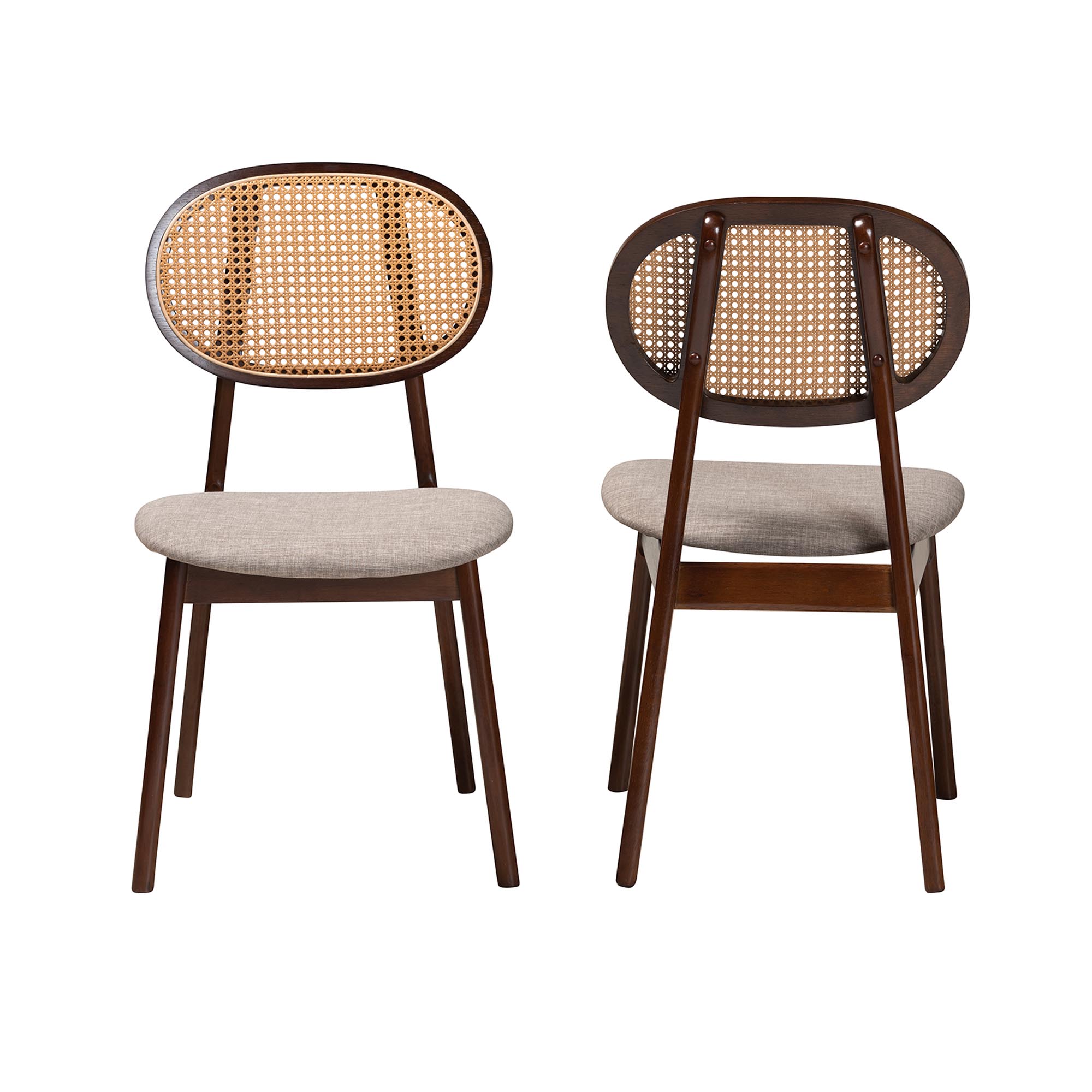 Baxton Studio Darrion Mid-Century Modern Grey Fabric and Walnut Brown Finished Wood 2-Piece Dining Chair Set