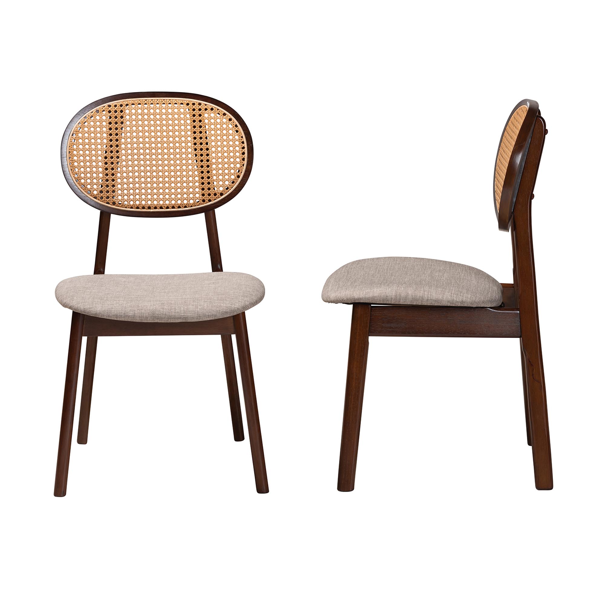 Baxton Studio Darrion Mid-Century Modern Grey Fabric and Walnut Brown Finished Wood 2-Piece Dining Chair Set